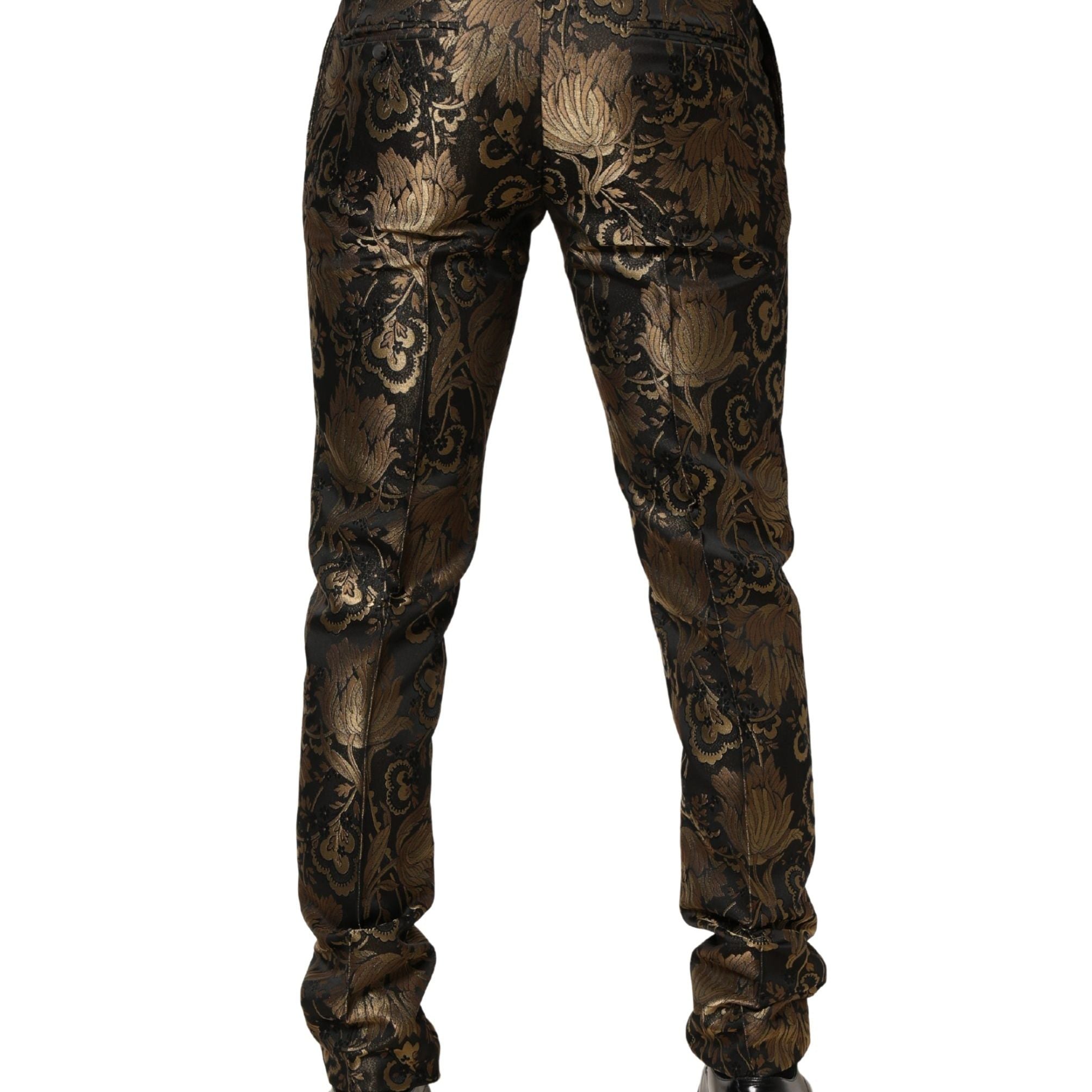 Dolce & Gabbana Gold Jacquard Dress Formal Men Trouser Pants