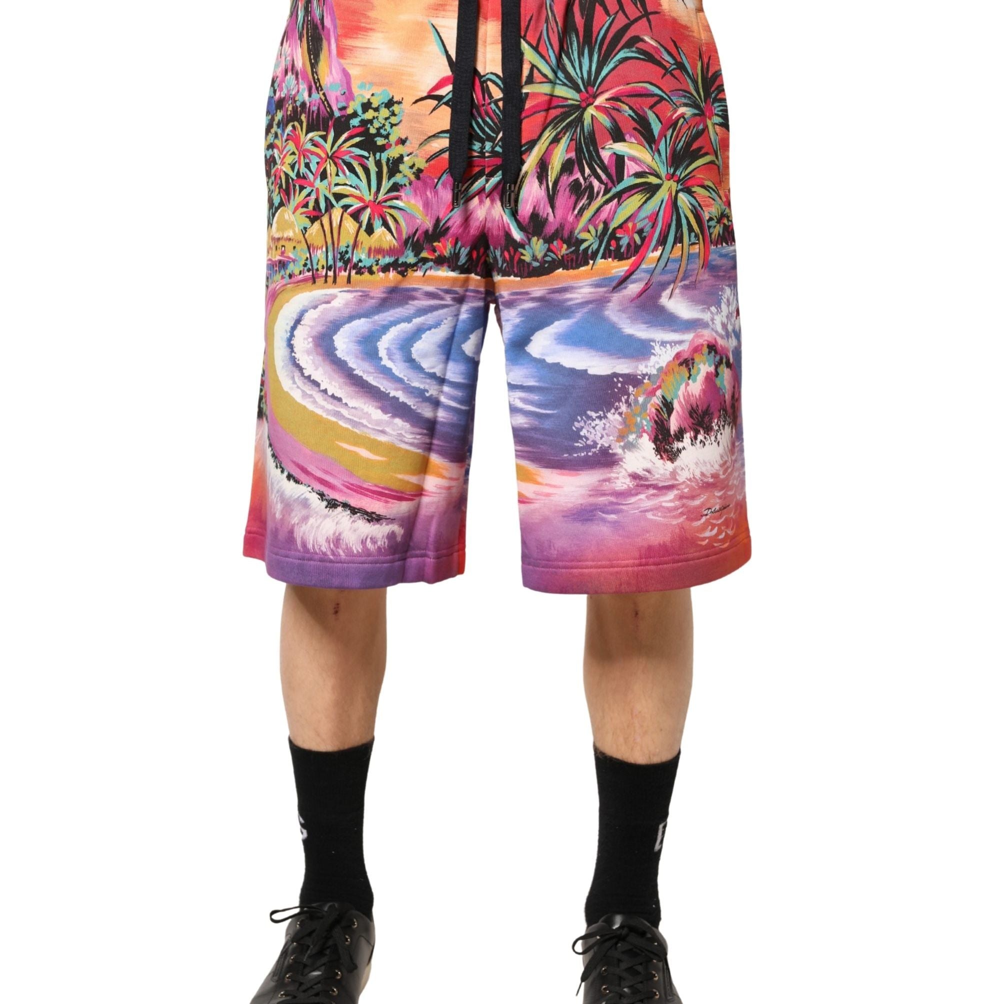 Dolce & Gabbana Multicolor Graphic Print Cotton Bermuda Shorts