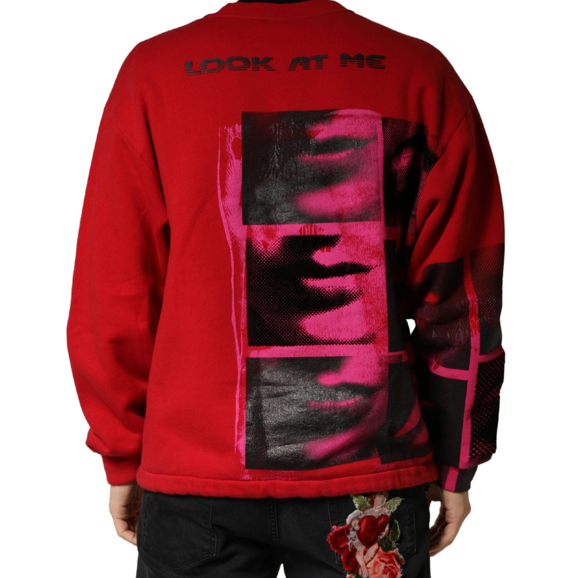 Dolce & Gabbana Red Graphic Crew Neck Men Sweatshirt Sweater