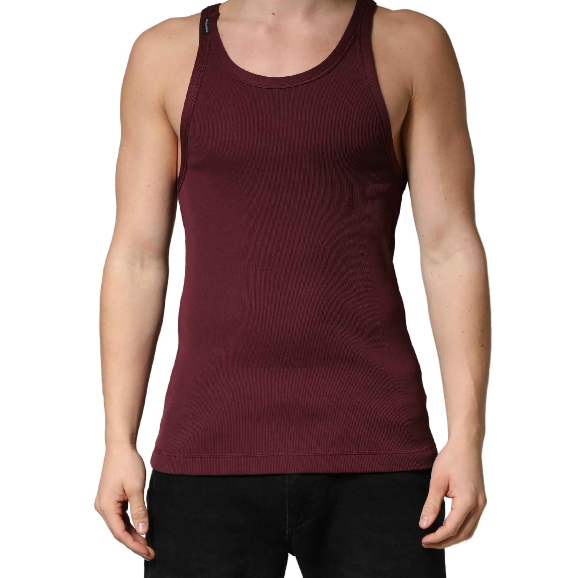 Dolce & Gabbana Maroon Sleeveless Round Neck Tank Top T-shirt