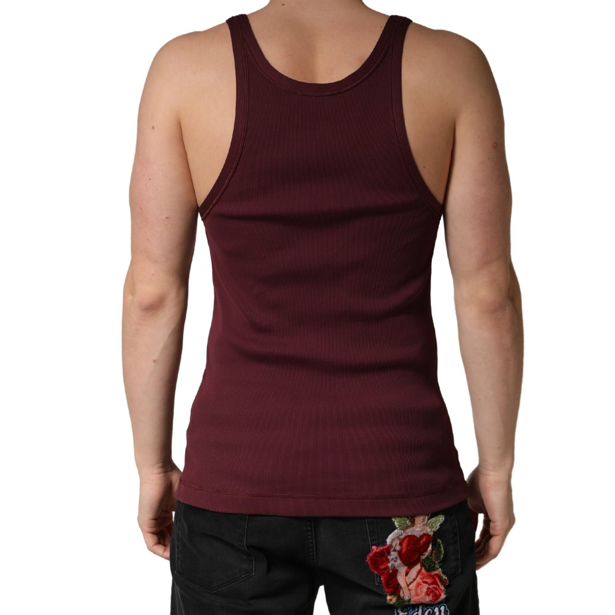 Dolce & Gabbana Maroon Sleeveless Round Neck Tank Top T-shirt