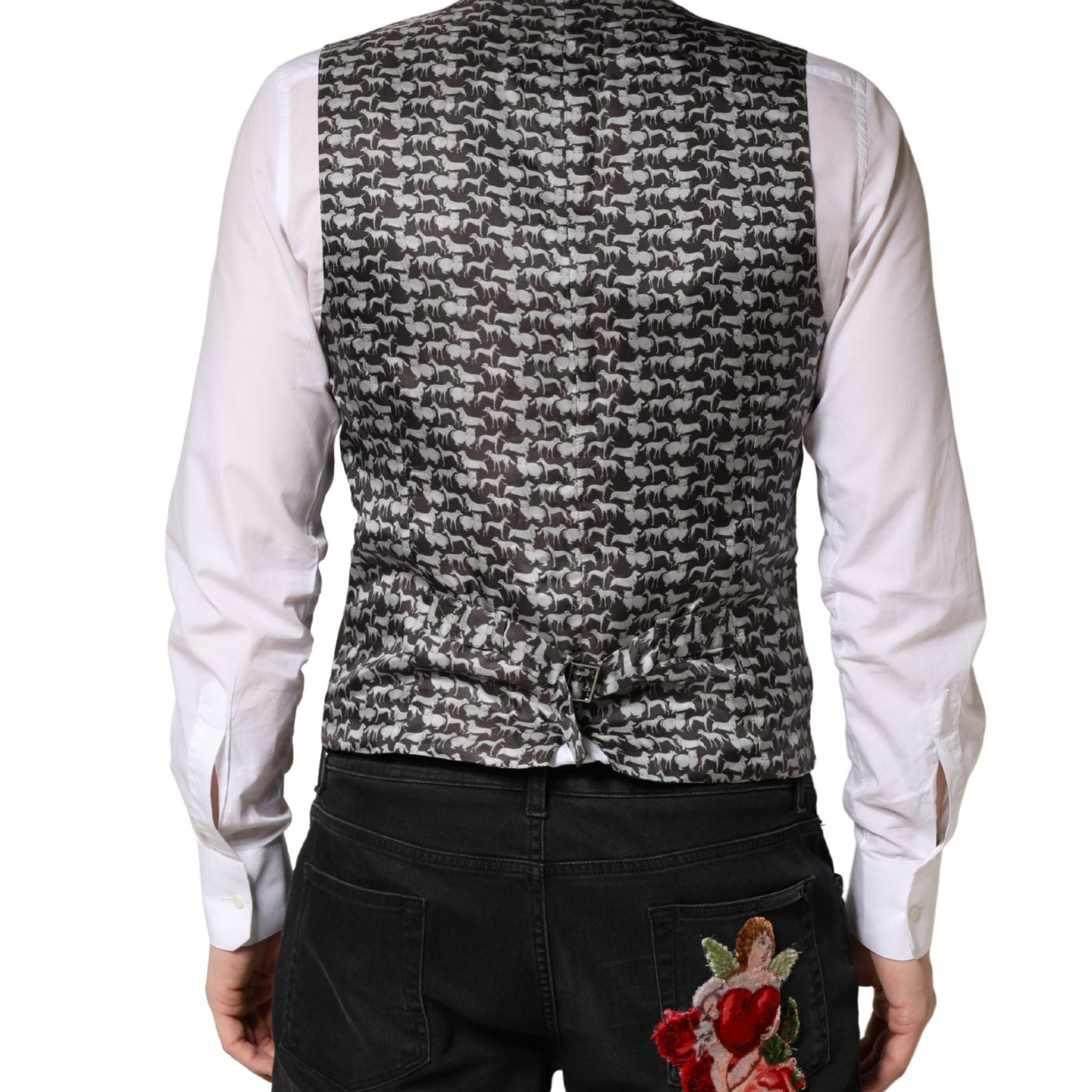 Dolce & Gabbana Black Wool Dress Men Formal Waistcoat Vest