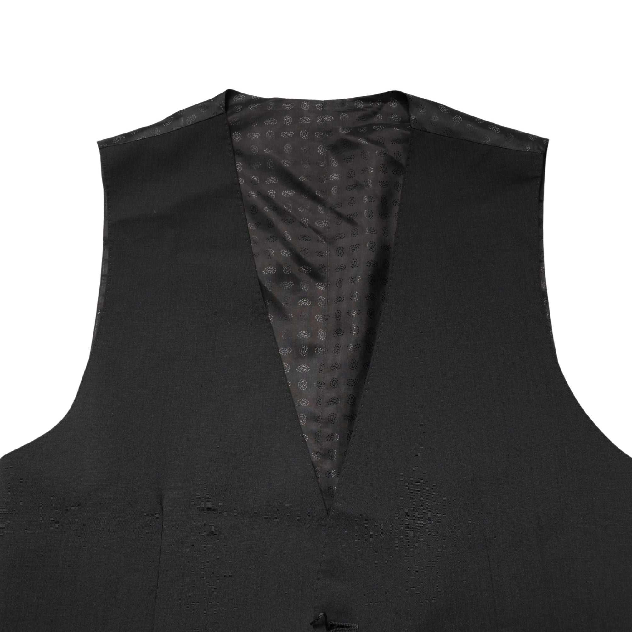 Dolce & Gabbana Black Wool Dress Men Formal Waistcoat Vest