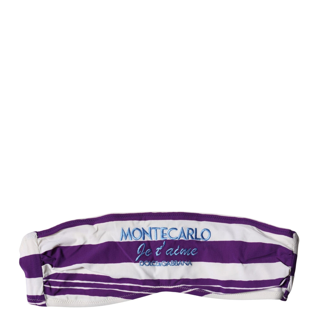 Dolce & Gabbana Purple White Stripes Nylon Bandeau Swimwear