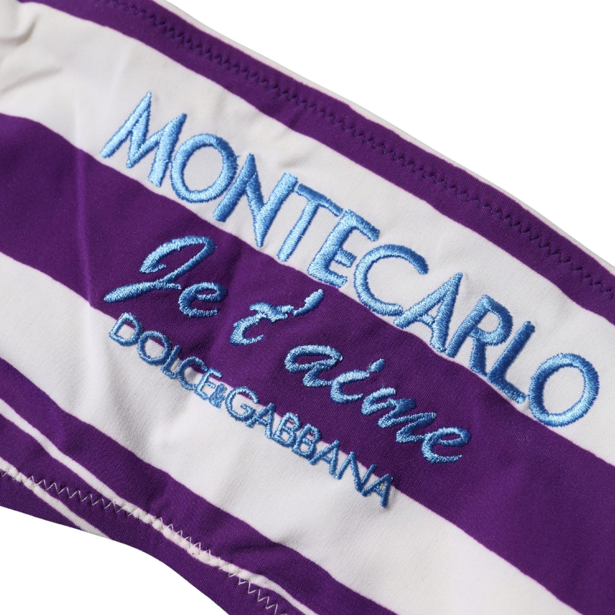 Dolce & Gabbana Purple White Stripes Nylon Bandeau Swimwear