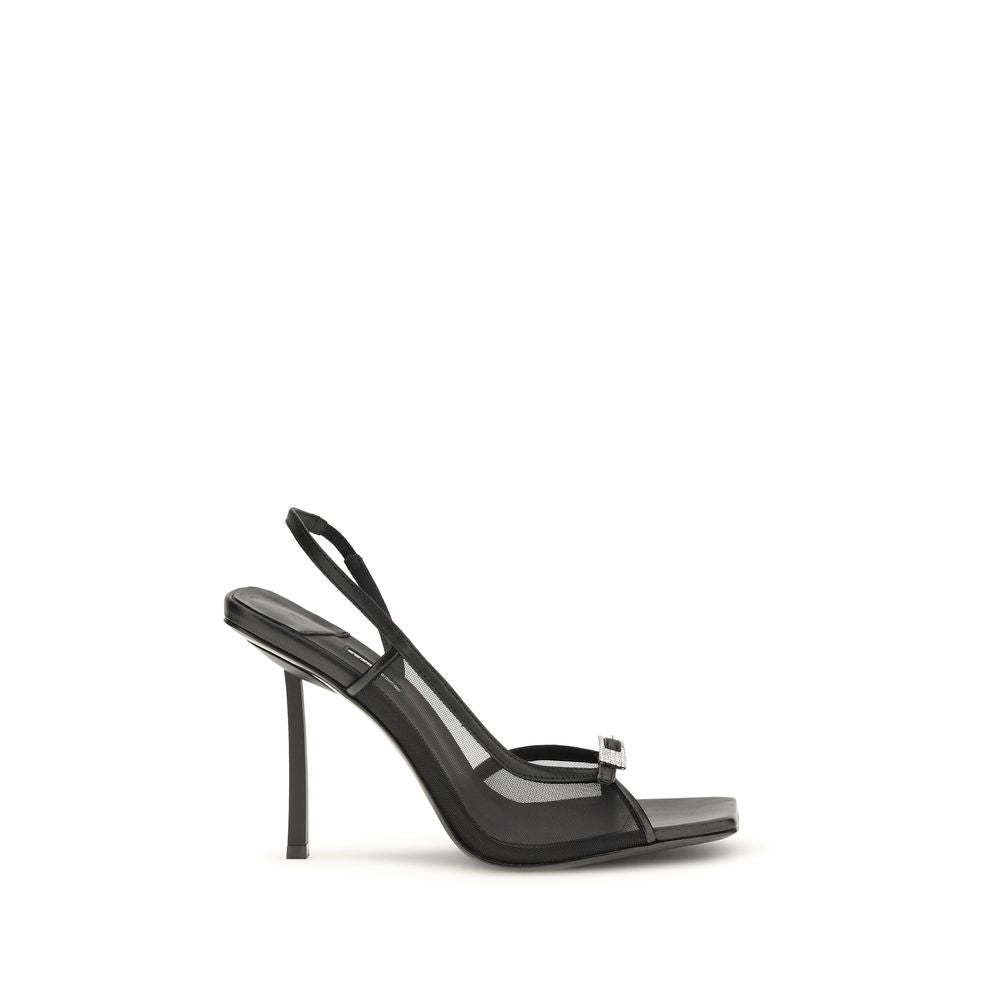 LE SILLA Black Calf Leather Bos Taurus Stiletto Heel Sandals