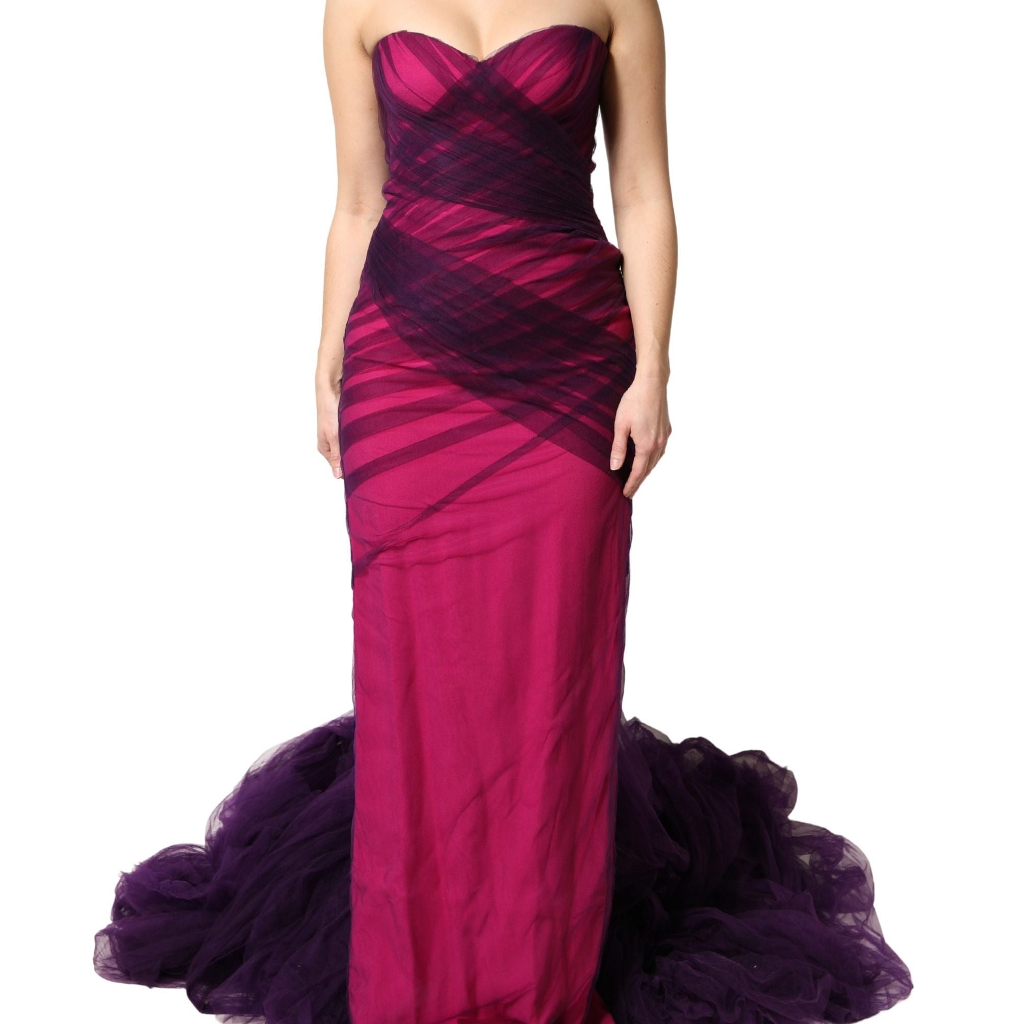 Dolce & Gabbana Pink Black Strapless Sheath Mermaid Dress
