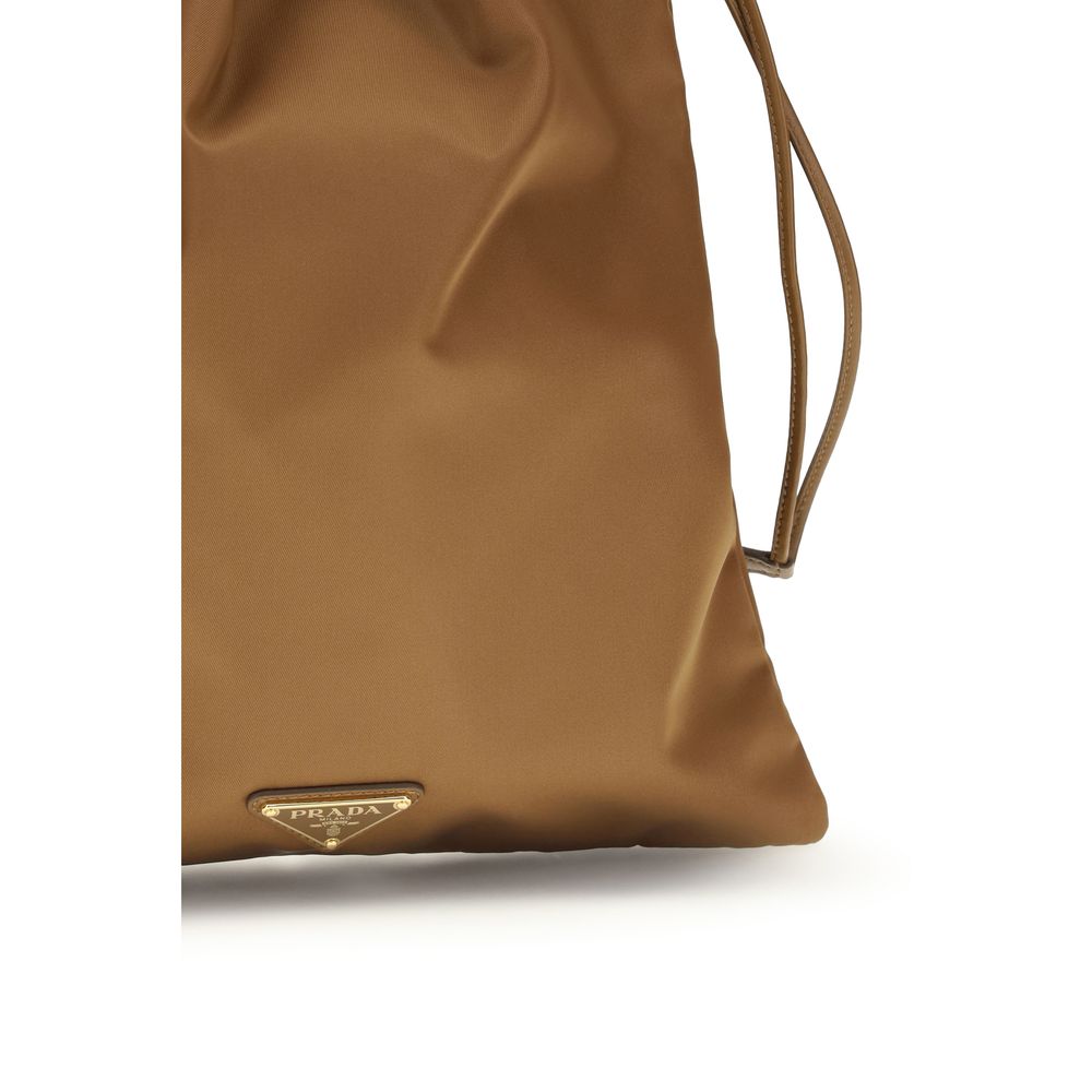 Prada Brown Recycled Polyamide Clutch Bag