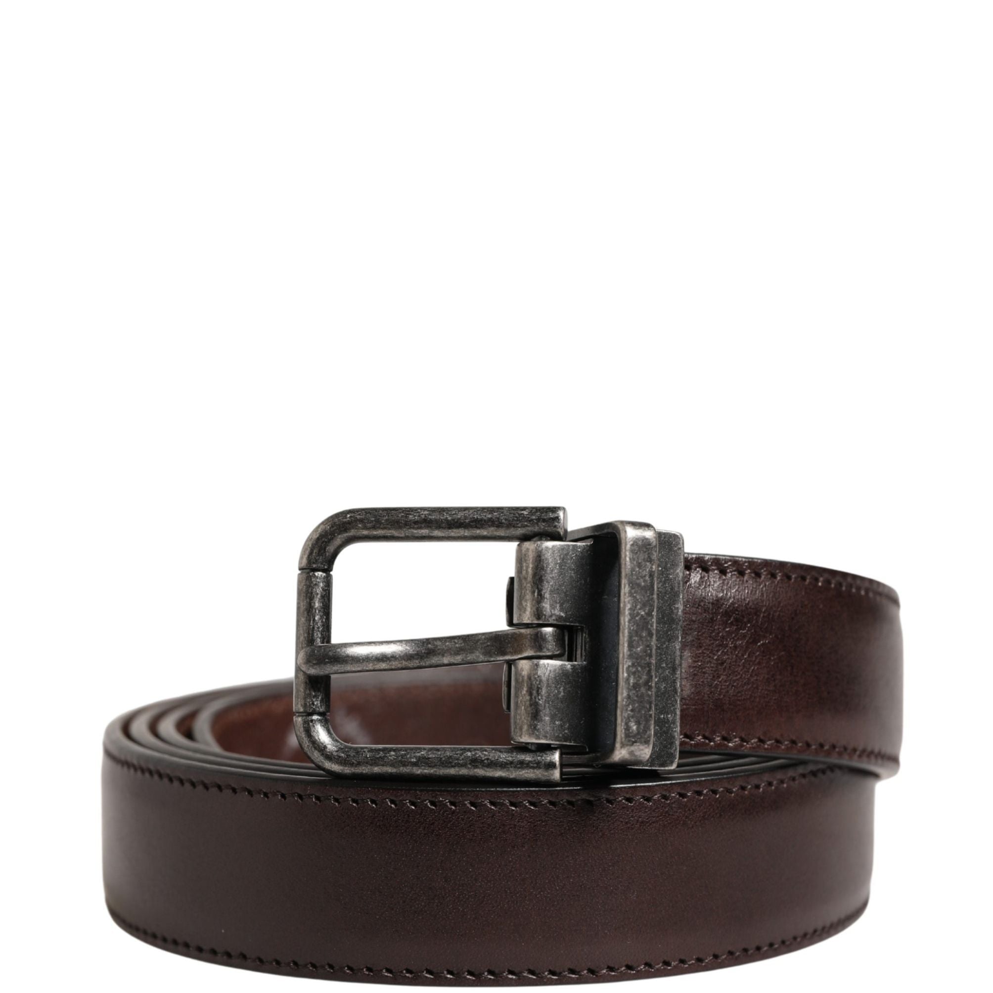 Dolce & Gabbana Men Brown Classic Leather Metal Buckle Belt