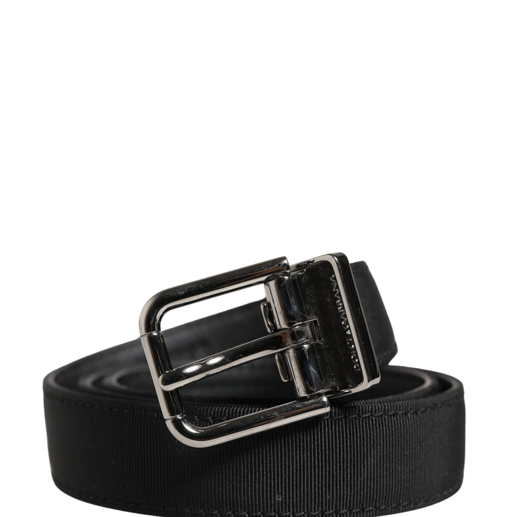 Dolce & Gabbana Men Black Viscose Leather Metal Buckle Belt