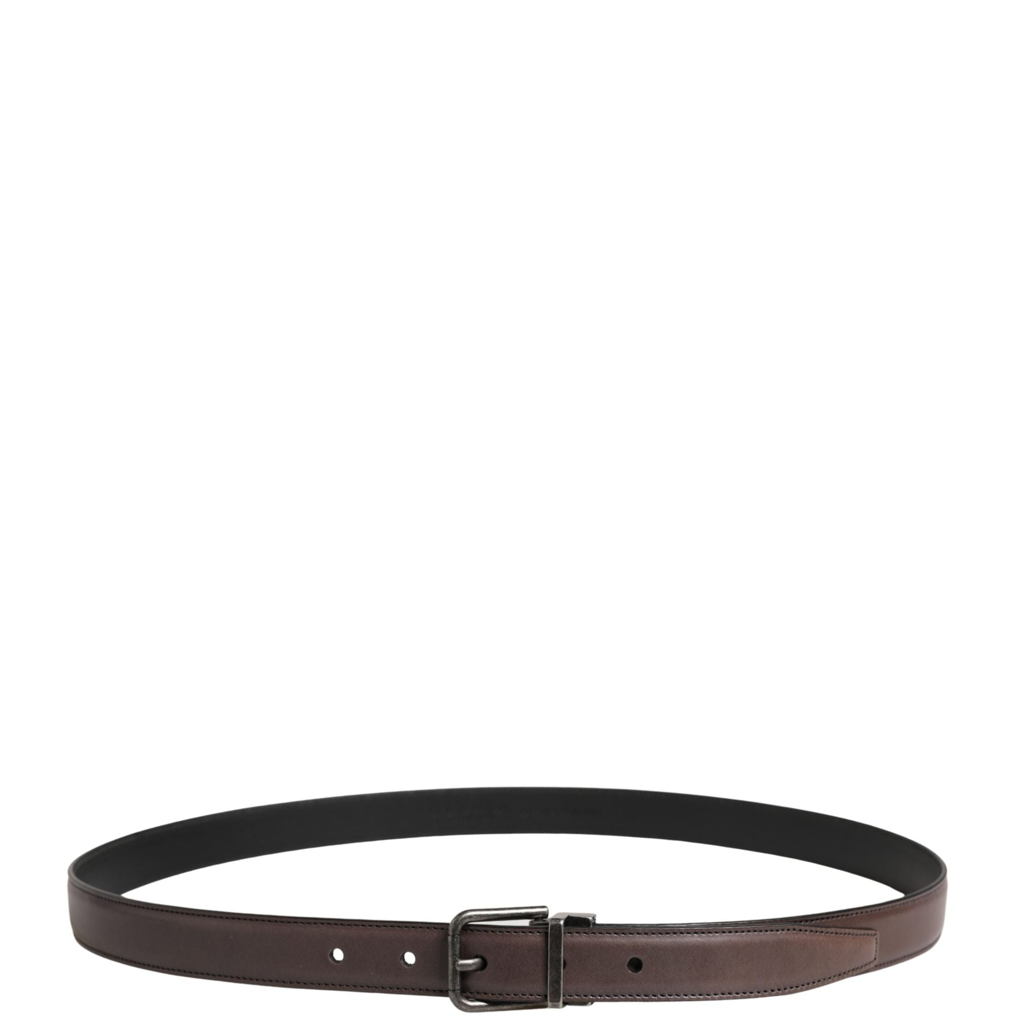 Dolce & Gabbana Men Brown Classic Leather Metal Buckle Belt