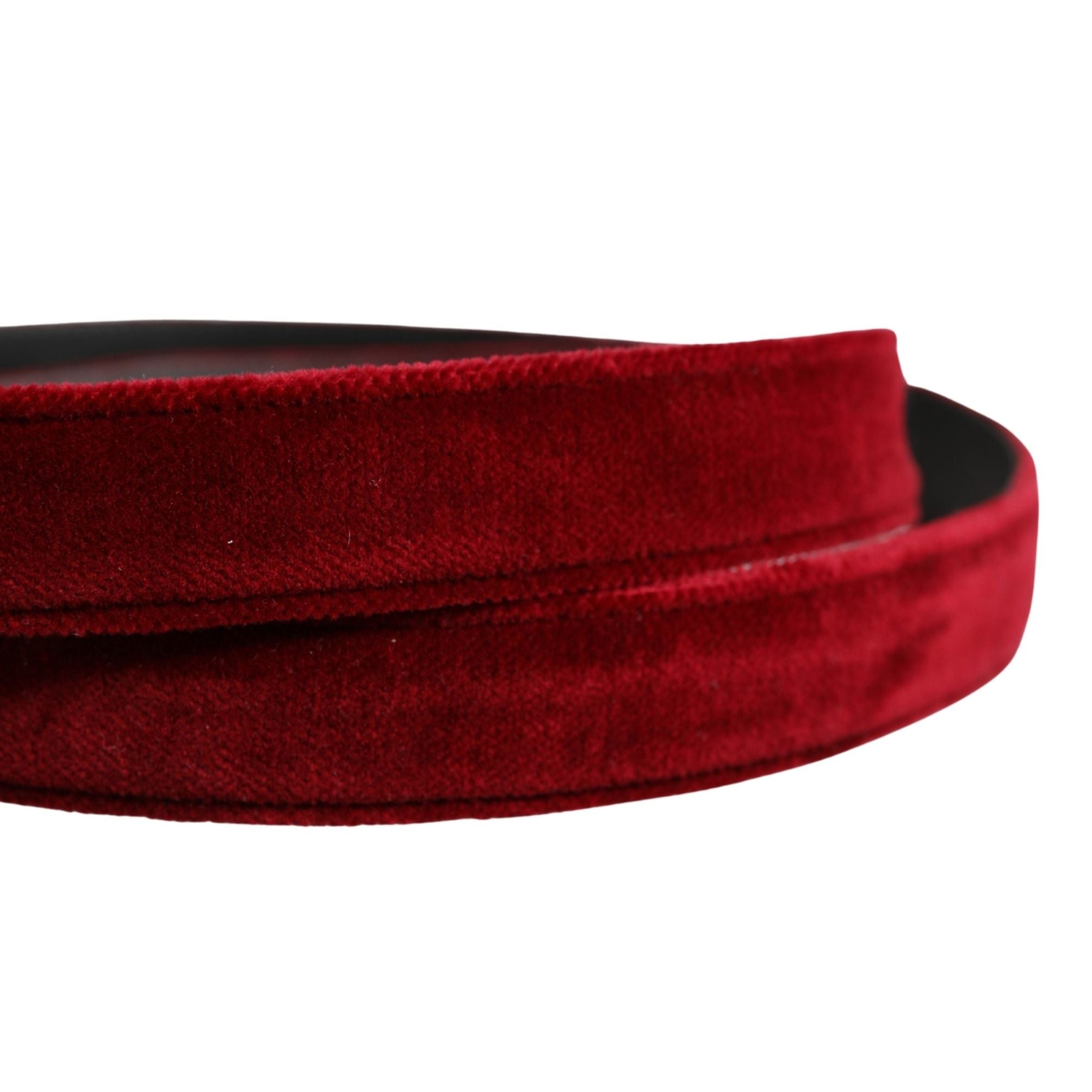 Dolce & Gabbana Men Burgundy Velvet Cotton Metal Buckle Belt