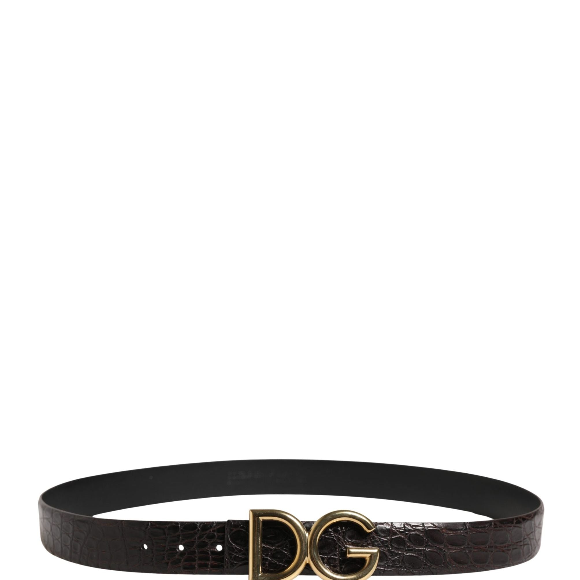 Dolce & Gabbana Men Black Exotic Leather Logo Buckle Belt
