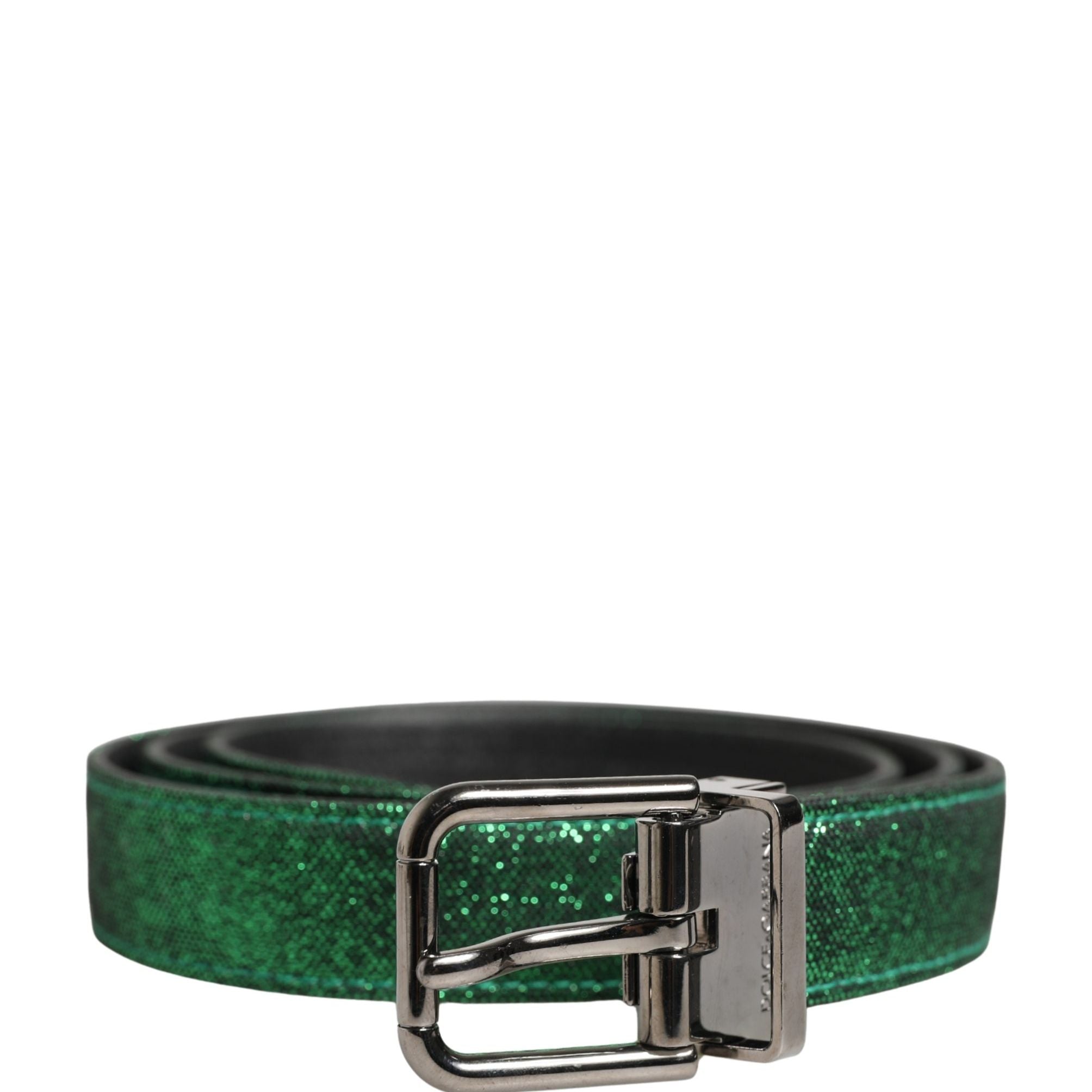 Dolce & Gabbana Men Green Lurex Polyester Metal Buckle Belt