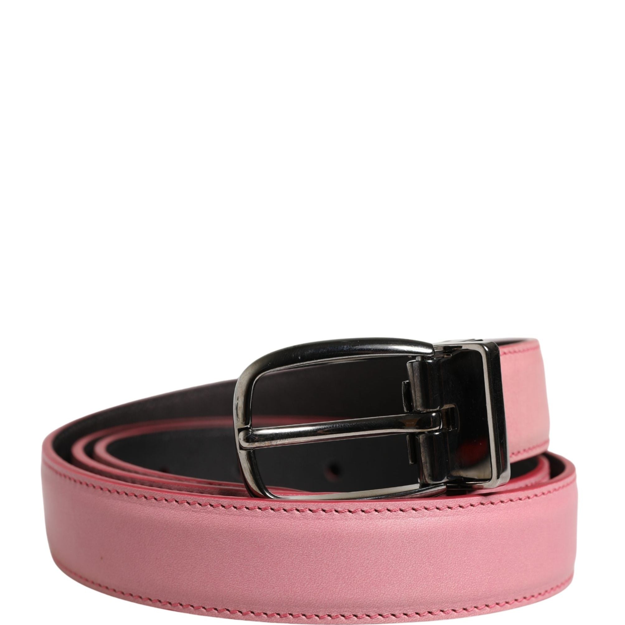 Dolce & Gabbana Men Pink Classic Leather Metal Buckle Belt