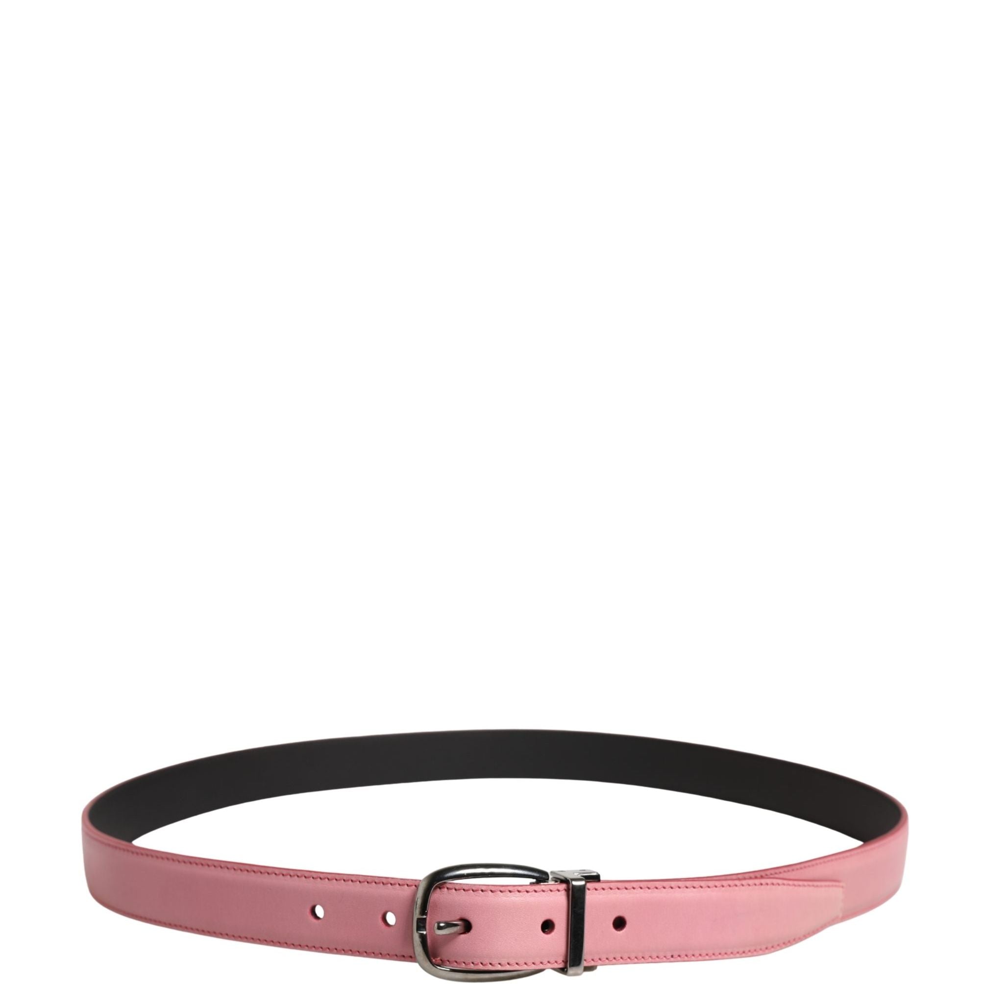 Dolce & Gabbana Men Pink Classic Leather Metal Buckle Belt