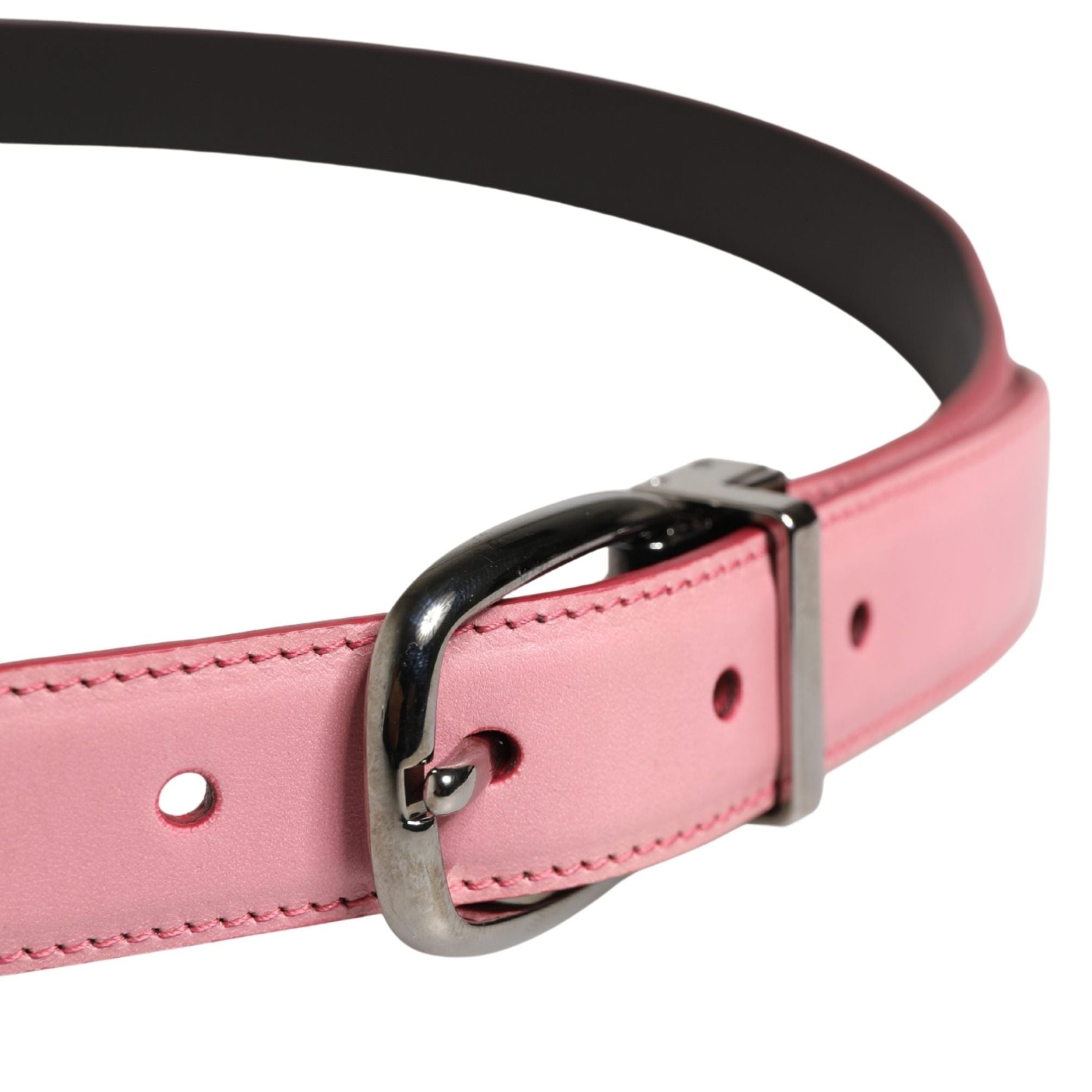Dolce & Gabbana Men Pink Classic Leather Metal Buckle Belt