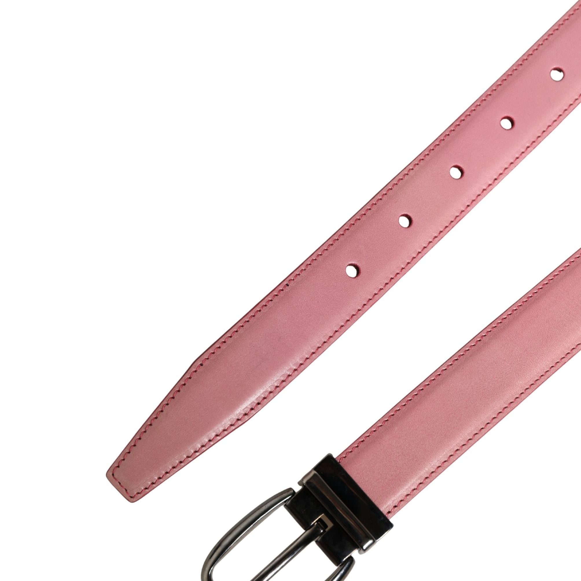 Dolce & Gabbana Men Pink Classic Leather Metal Buckle Belt