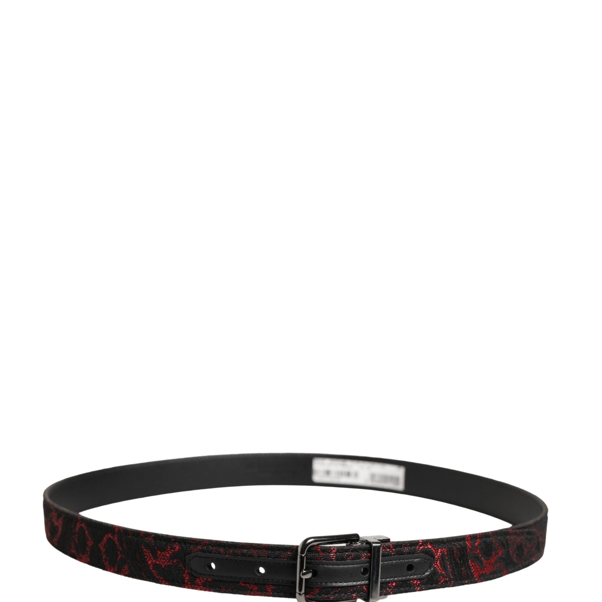 Dolce & Gabbana Black Red Polyester Silver Metal Buckle Belt