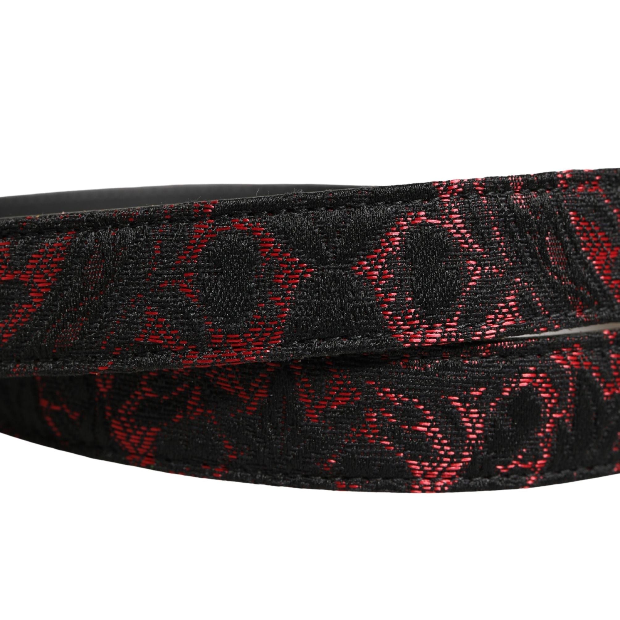 Dolce & Gabbana Black Red Polyester Silver Metal Buckle Belt