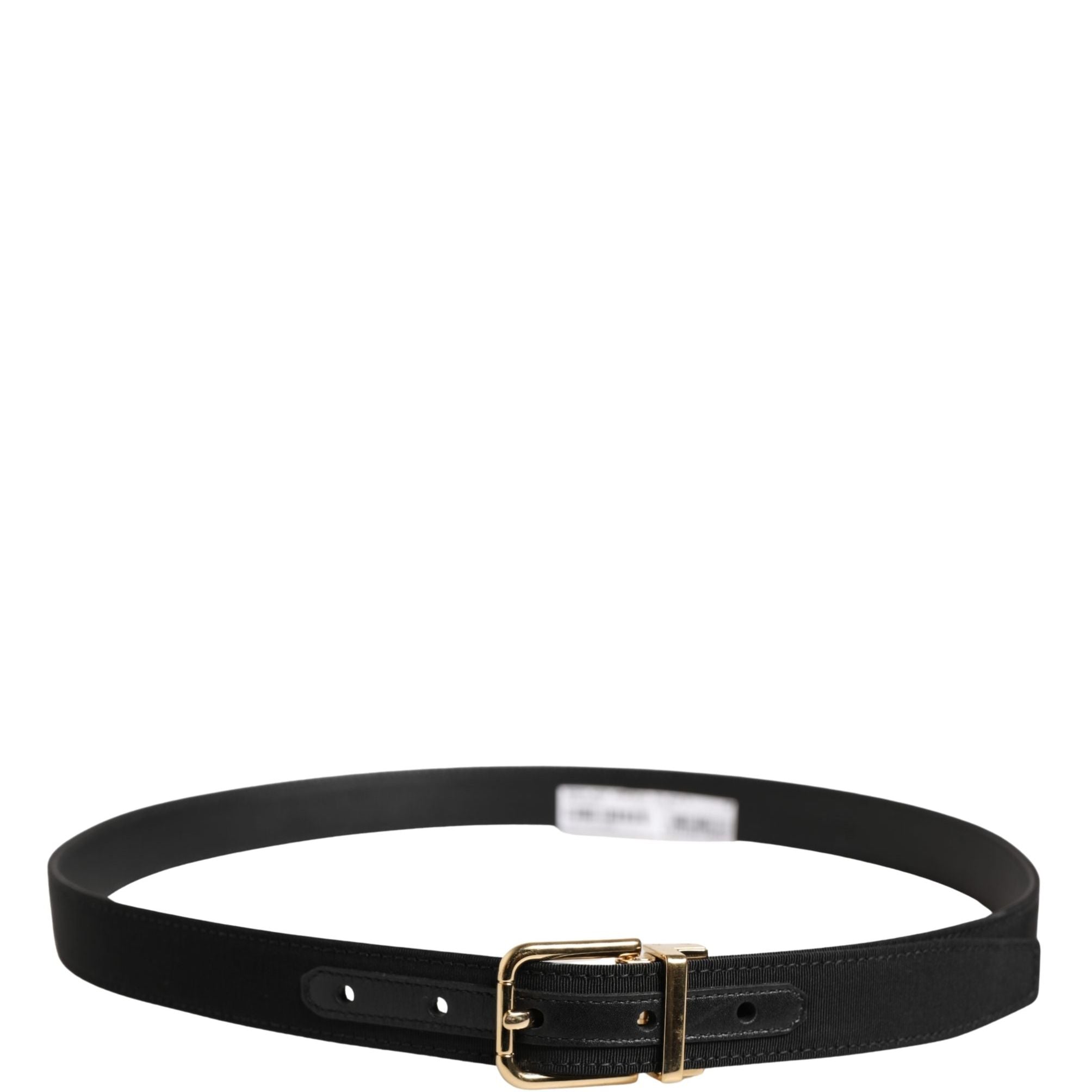 Dolce & Gabbana Black Viscose Leather Gold Metal Buckle Belt