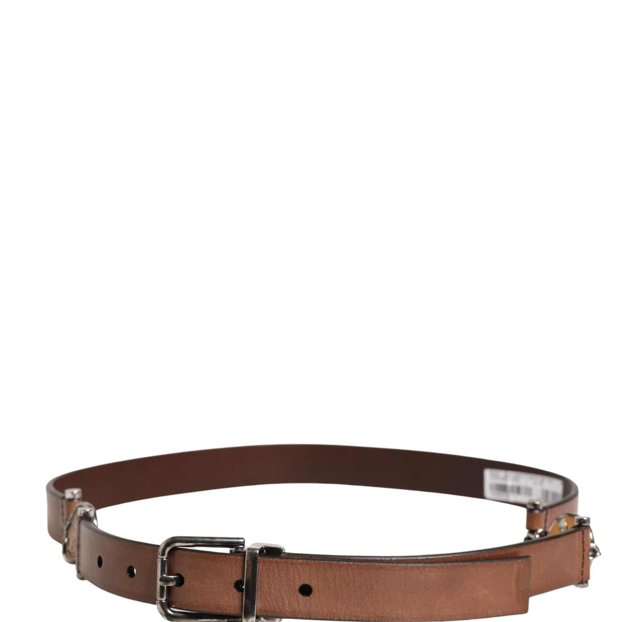 Dolce & Gabbana Men Brown Classic Leather Metal Buckle Belt