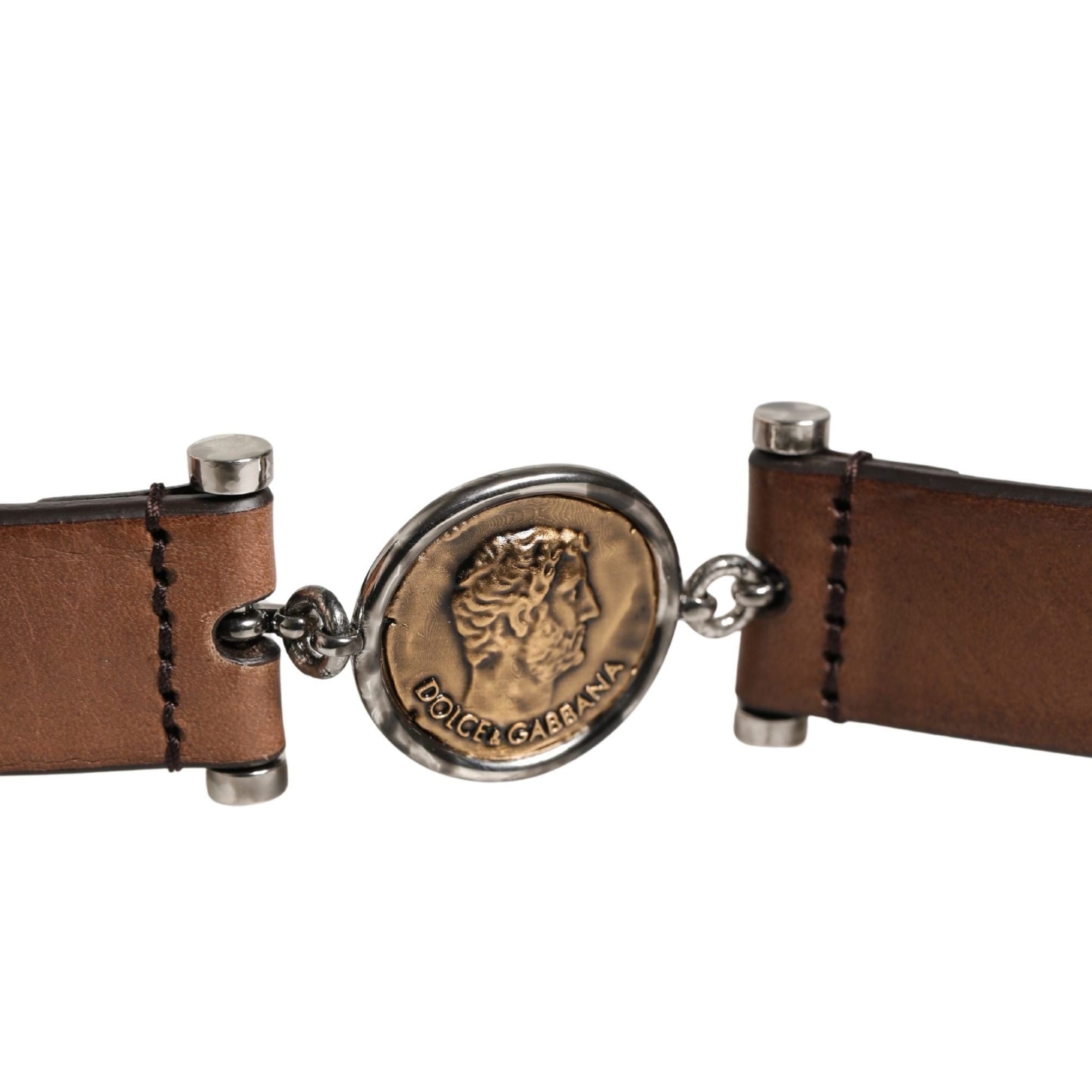 Dolce & Gabbana Men Brown Classic Leather Metal Buckle Belt