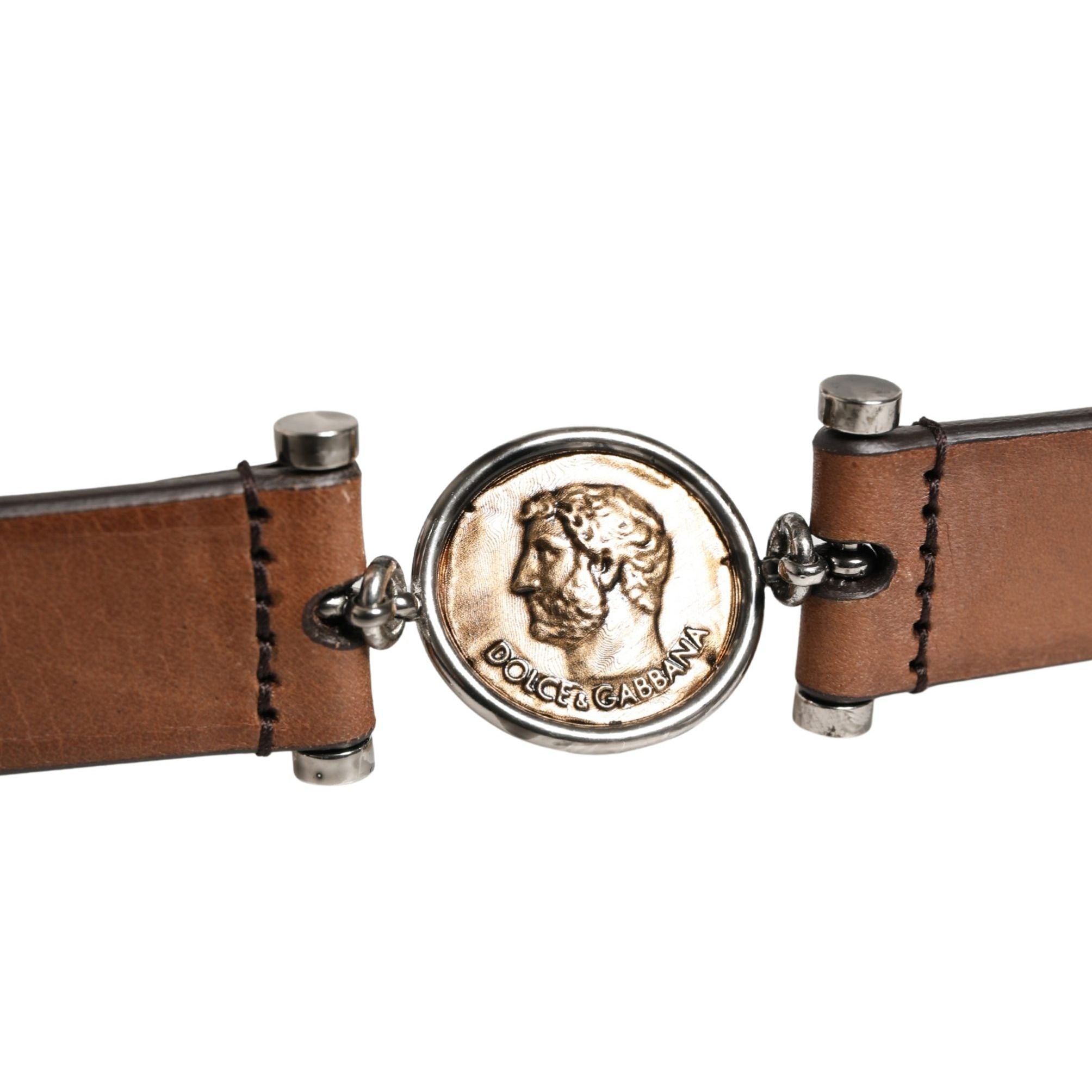 Dolce & Gabbana Men Brown Classic Leather Metal Buckle Belt
