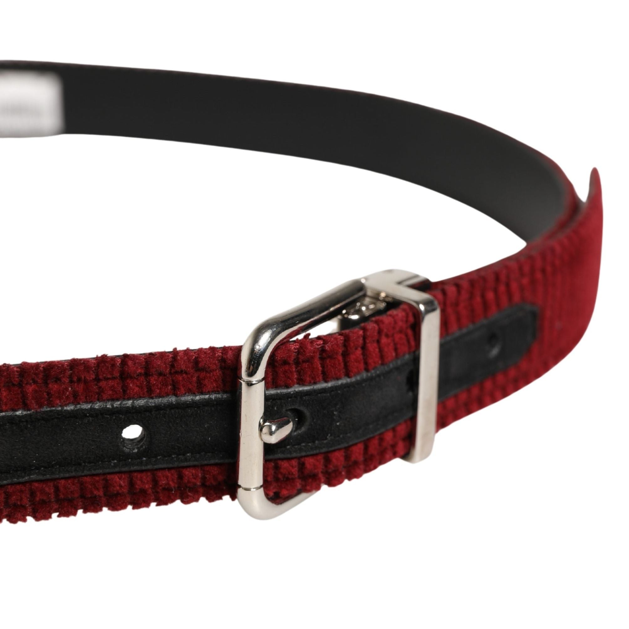 Dolce & Gabbana Men Red Velvet Leather Metal Buckle Belt
