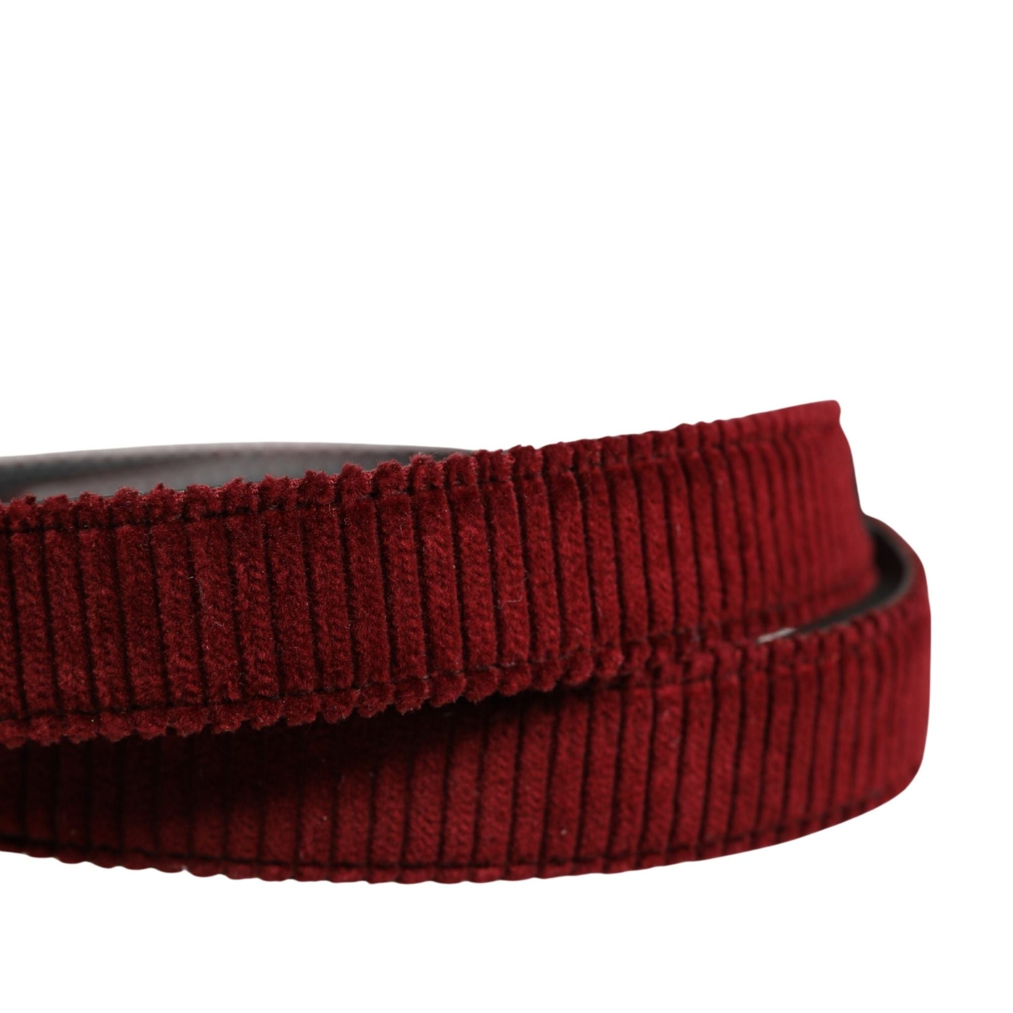 Dolce & Gabbana Men Red Velvet Leather Metal Buckle Belt