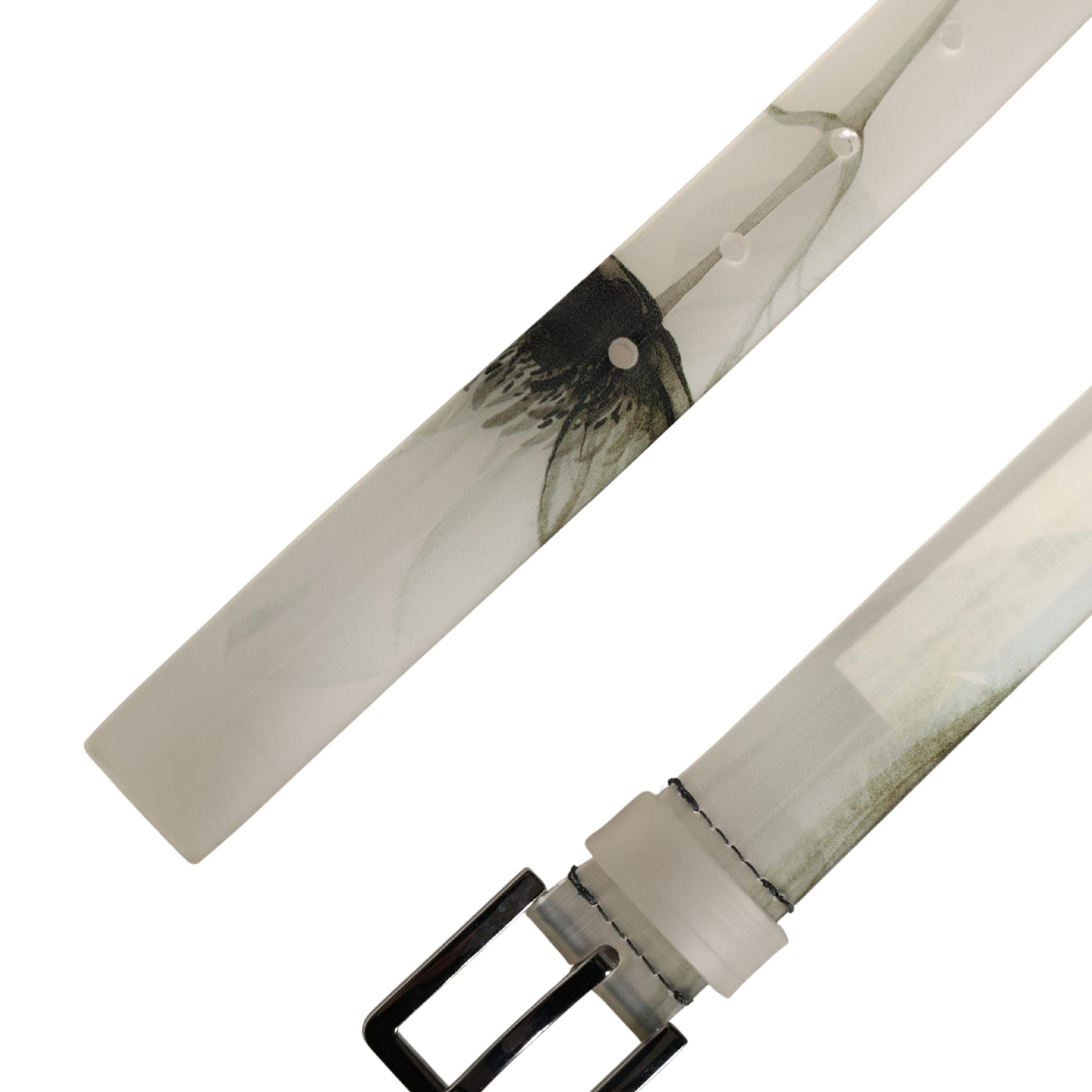 Dolce & Gabbana Men White Floral PVC Silver Metal Buckle Belt