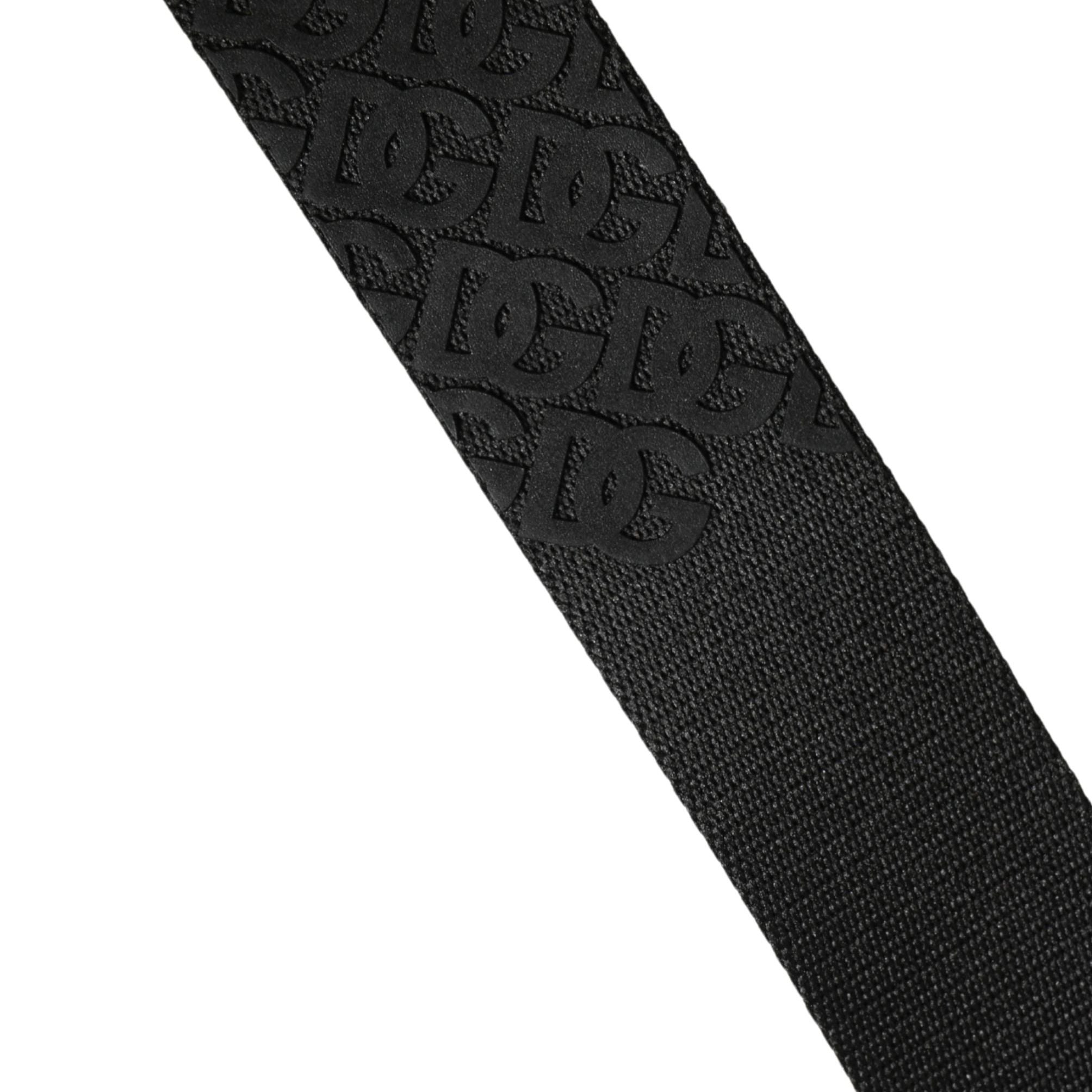 Dolce & Gabbana Men Black DG Logo Polyester Metal Buckle Belt
