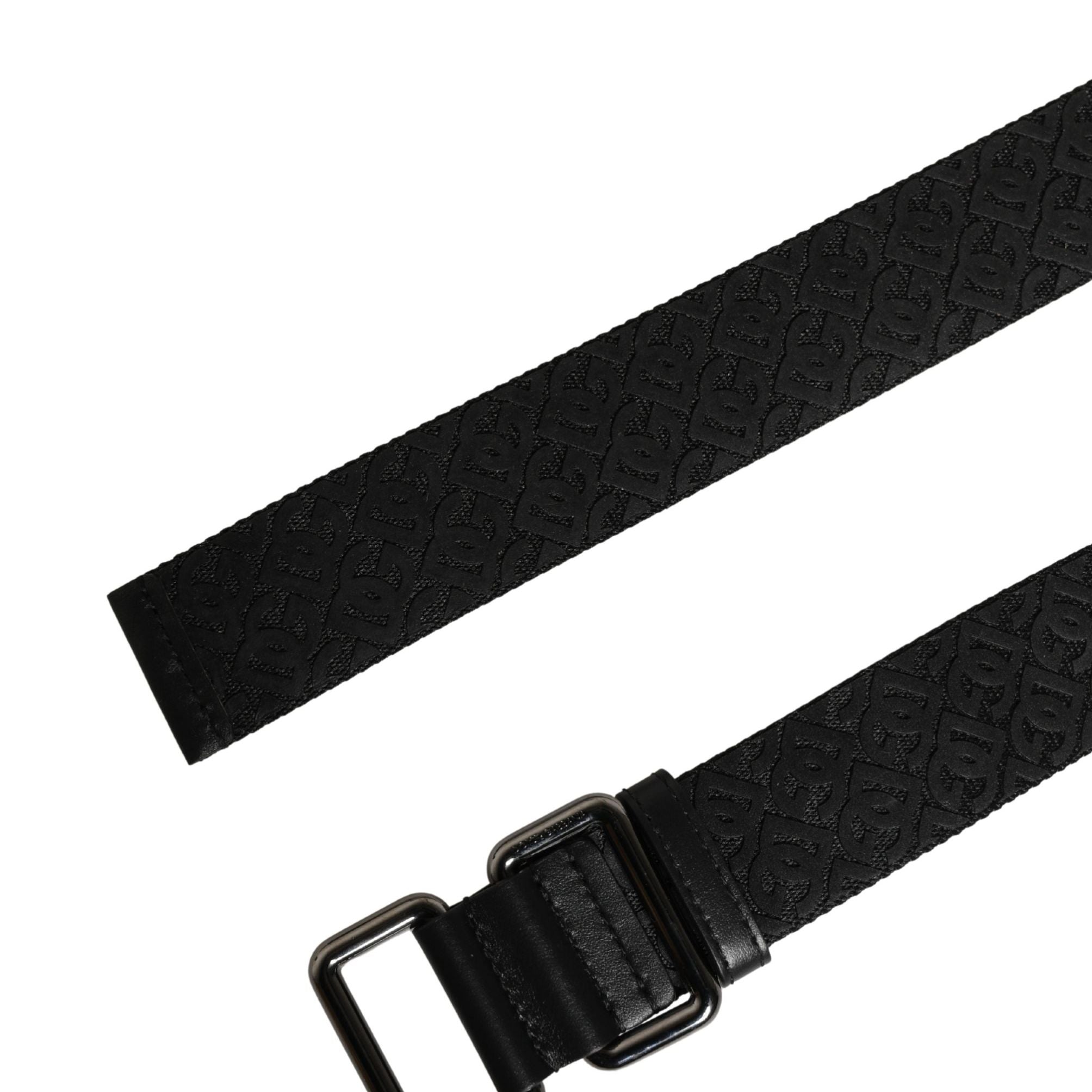 Dolce & Gabbana Men Black DG Logo Polyester Metal Buckle Belt