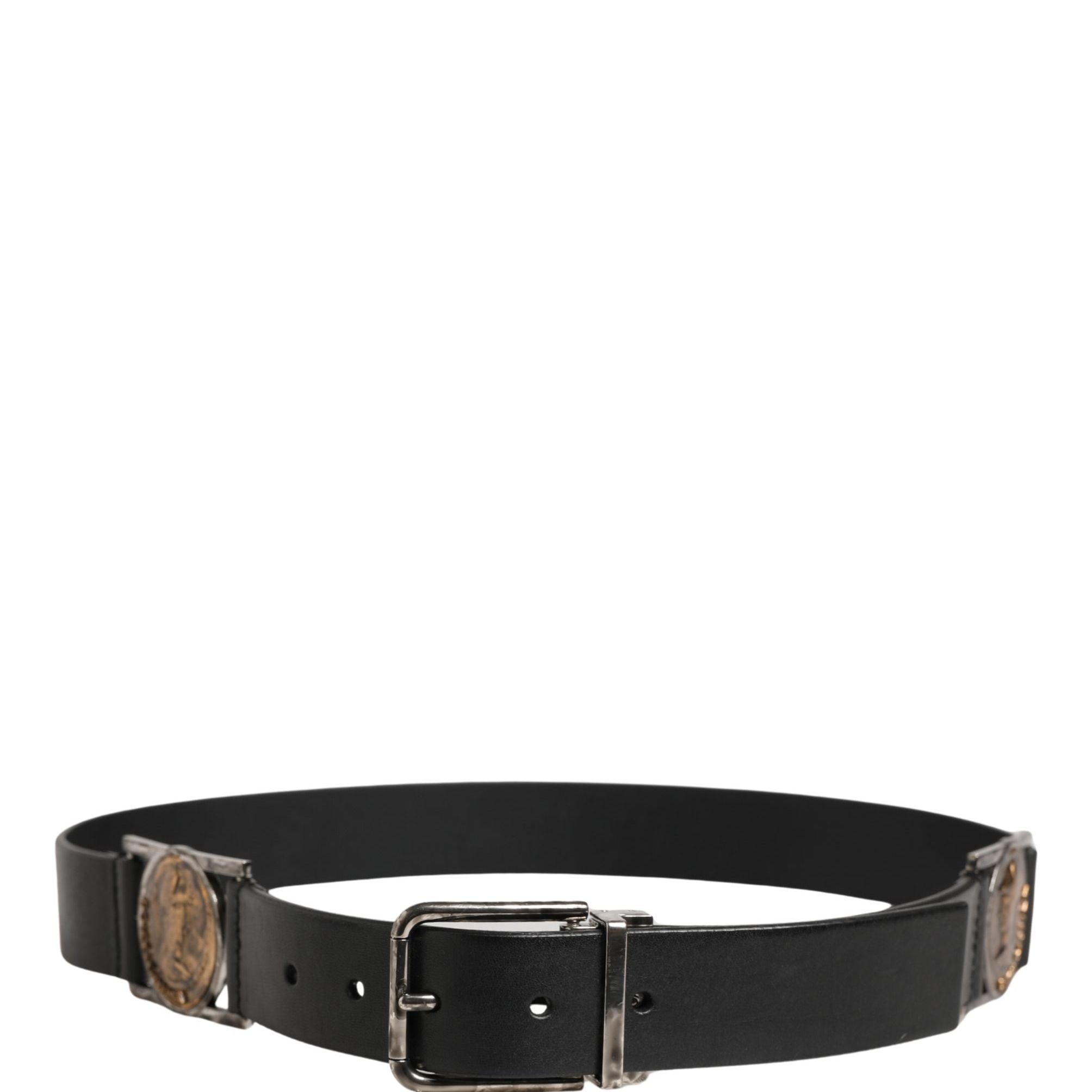 Dolce & Gabbana Men Black Classic Leather Metal Buckle Belt