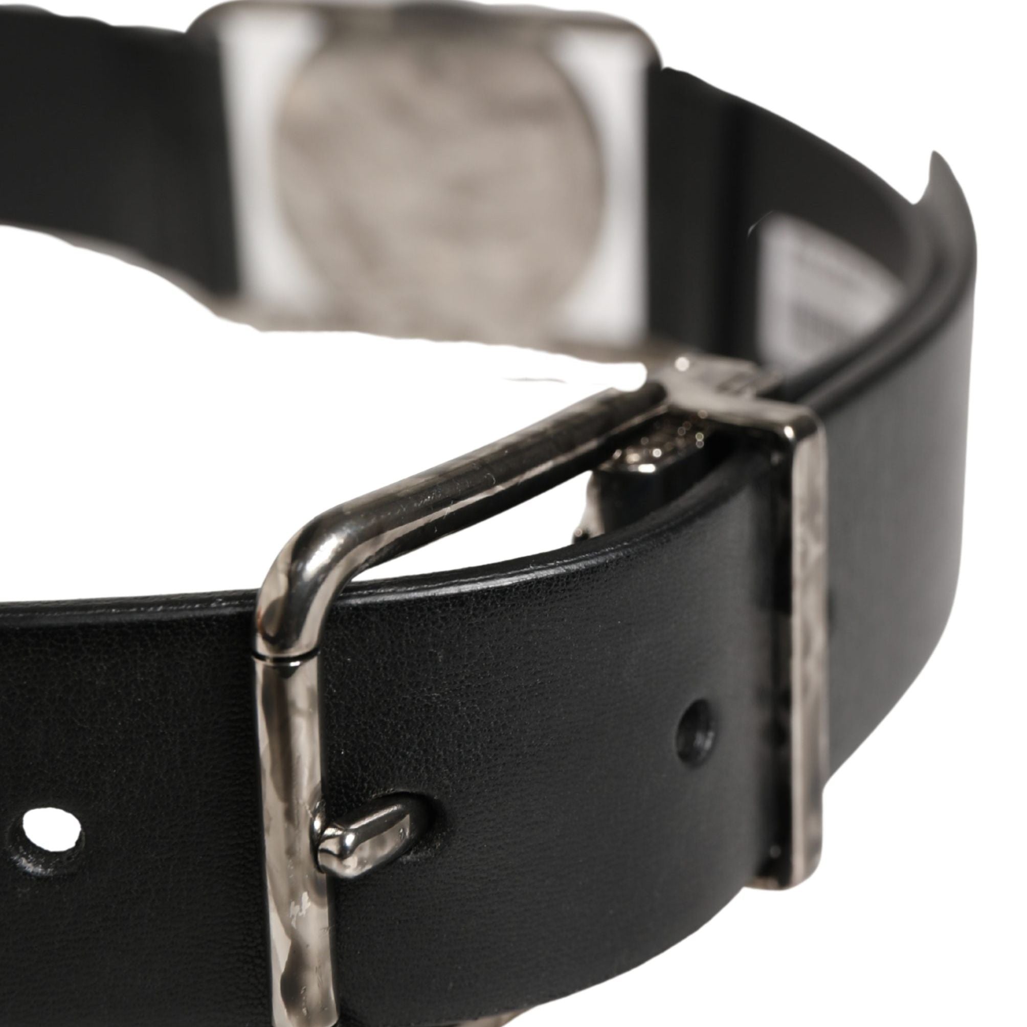 Dolce & Gabbana Men Black Classic Leather Metal Buckle Belt