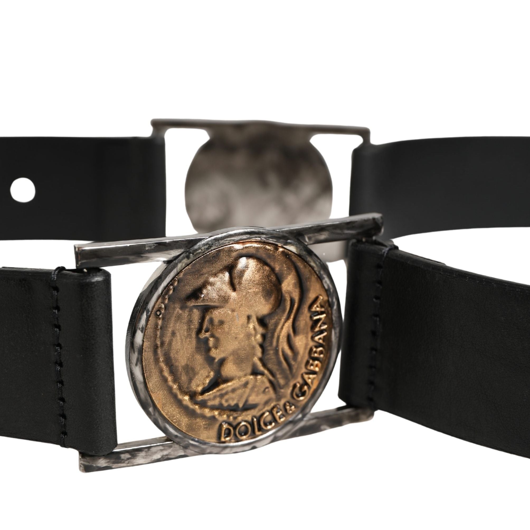 Dolce & Gabbana Men Black Classic Leather Metal Buckle Belt