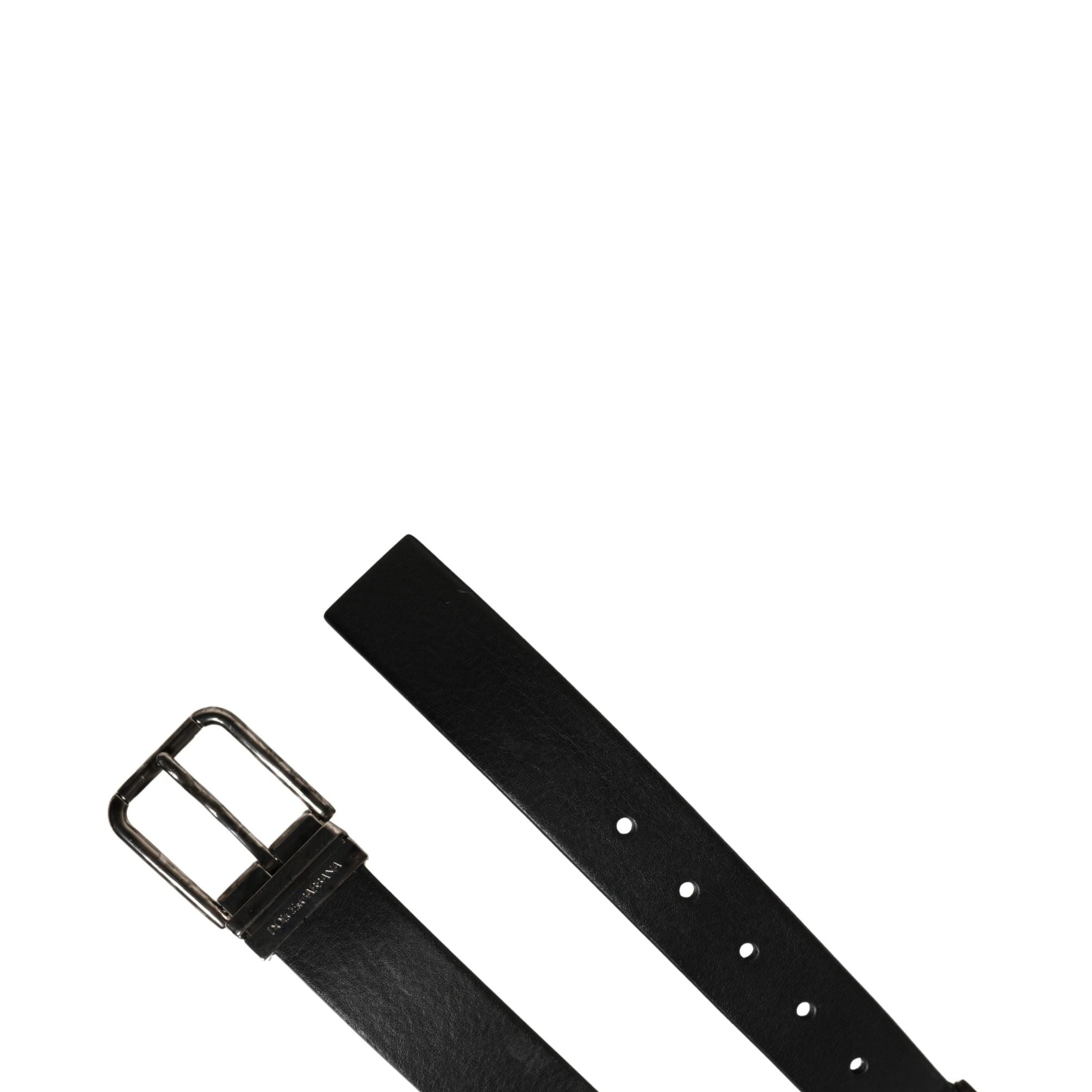 Dolce & Gabbana Men Black Classic Leather Metal Buckle Belt