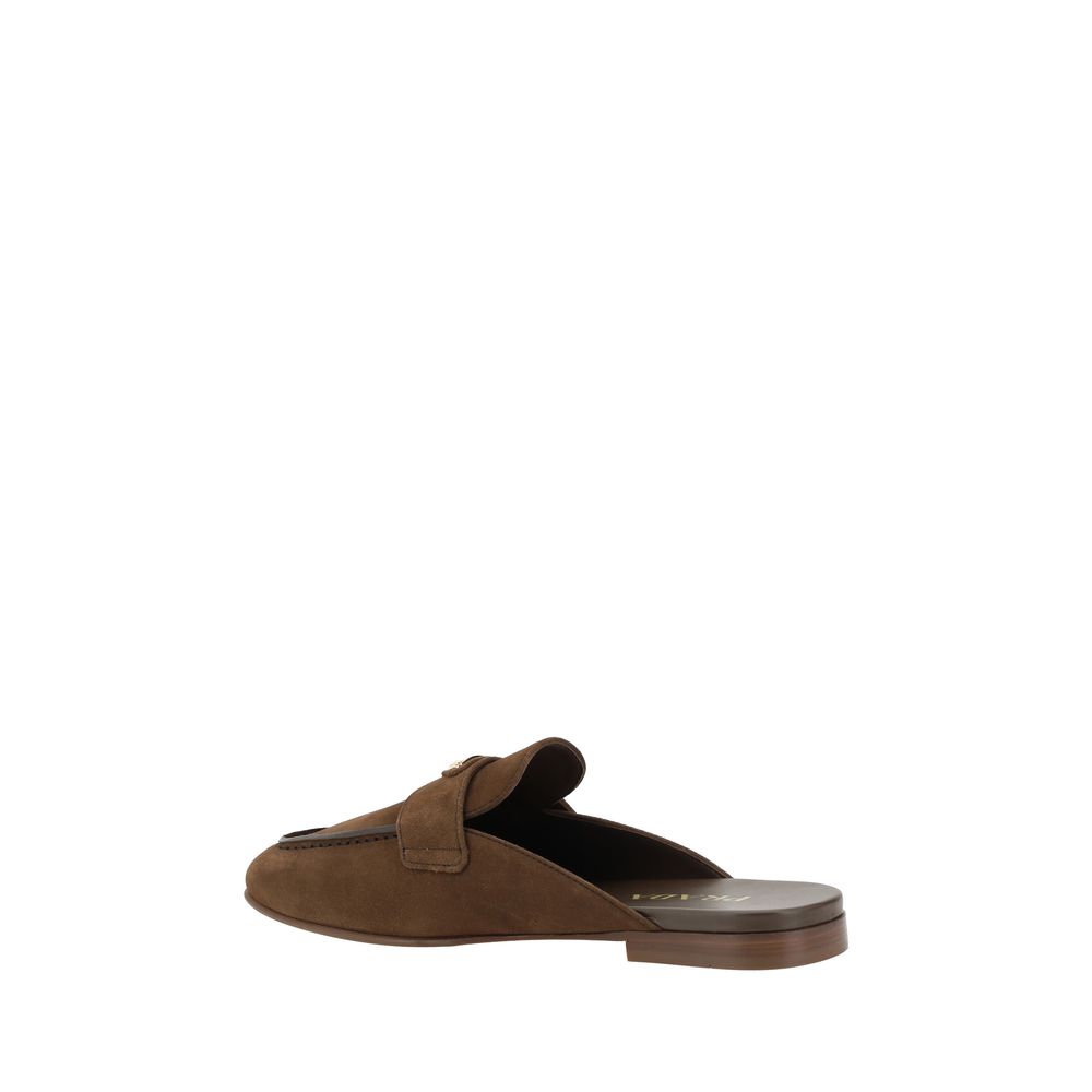 Prada Brown Calf Leather Bos Taurus Mules