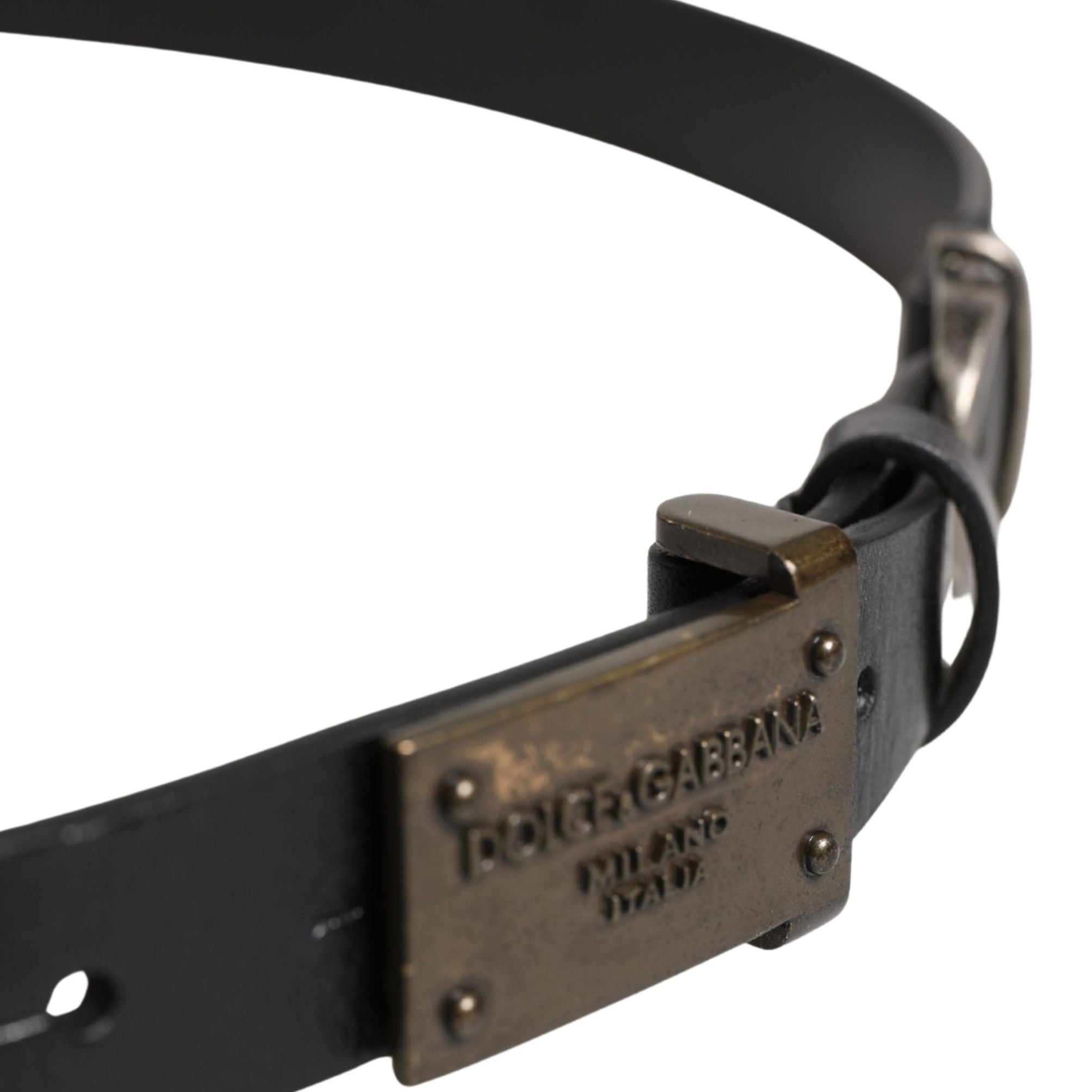 Dolce & Gabbana Men Black Classic Leather Logo Buckle Belt
