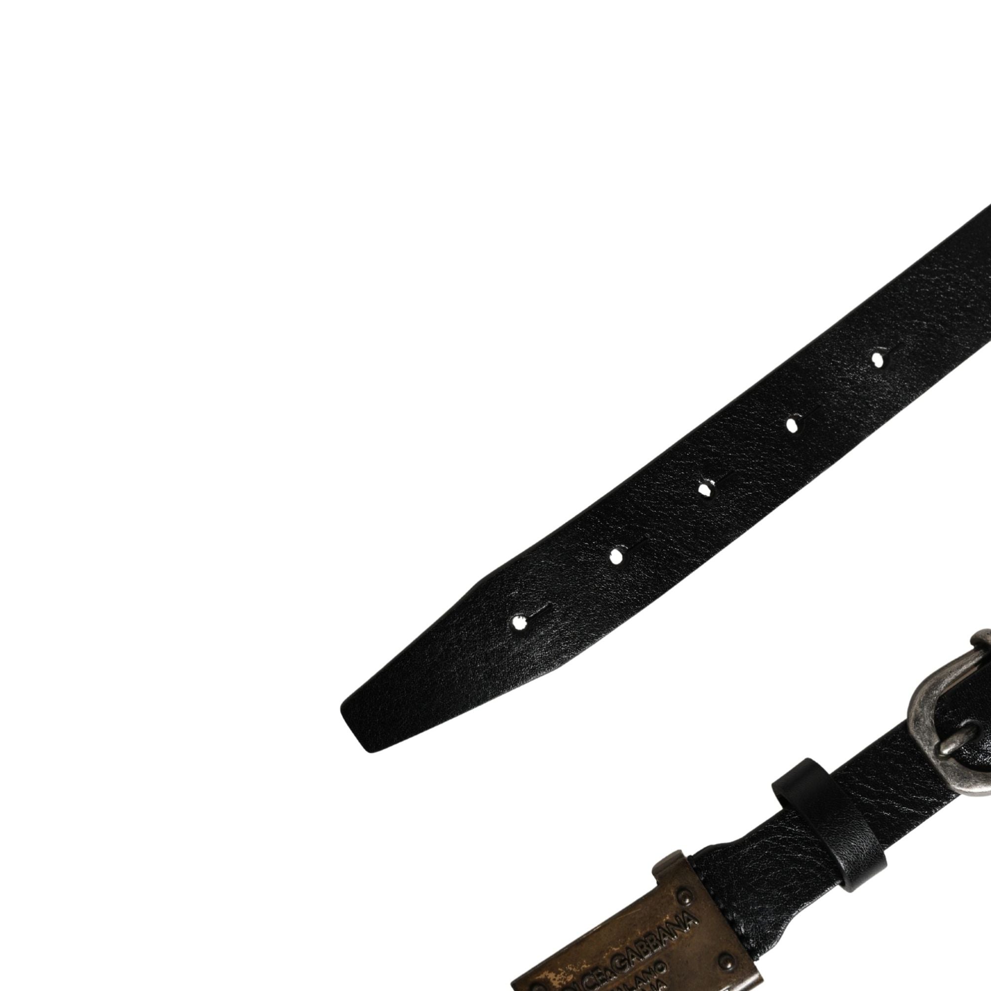 Dolce & Gabbana Men Black Classic Leather Logo Buckle Belt