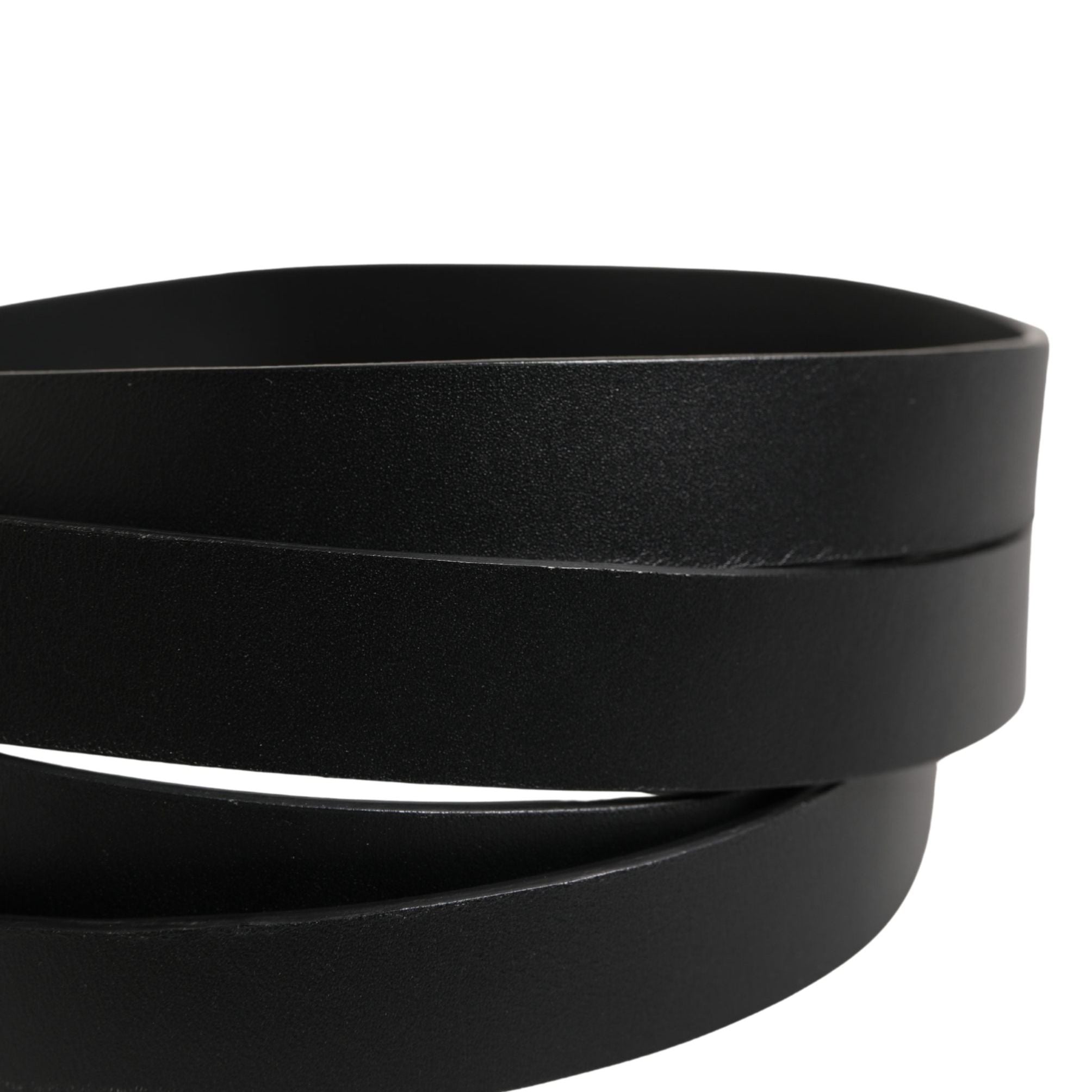 Dolce & Gabbana Black Double Strap Leather Silver Buckle Belt