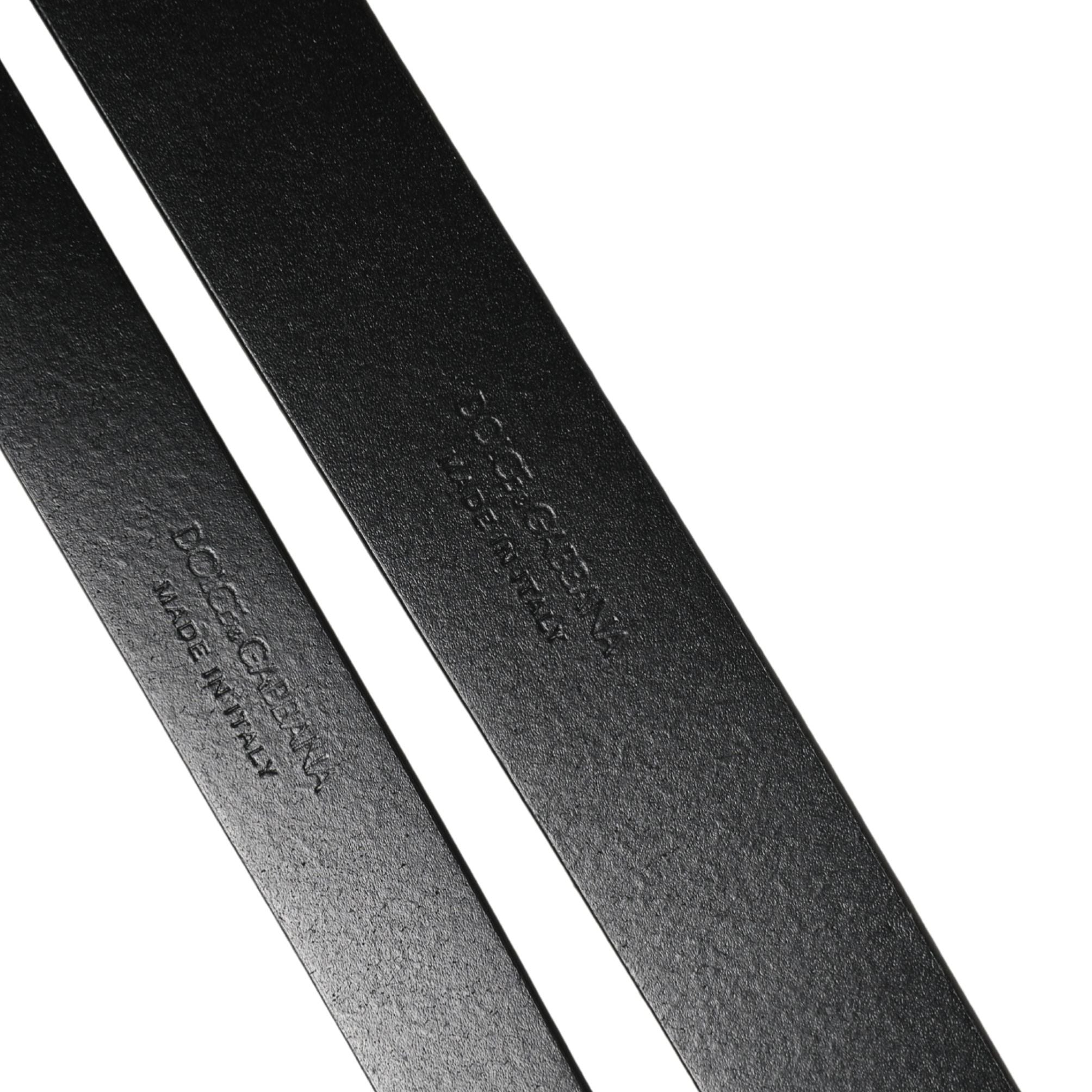 Dolce & Gabbana Black Double Strap Leather Silver Buckle Belt