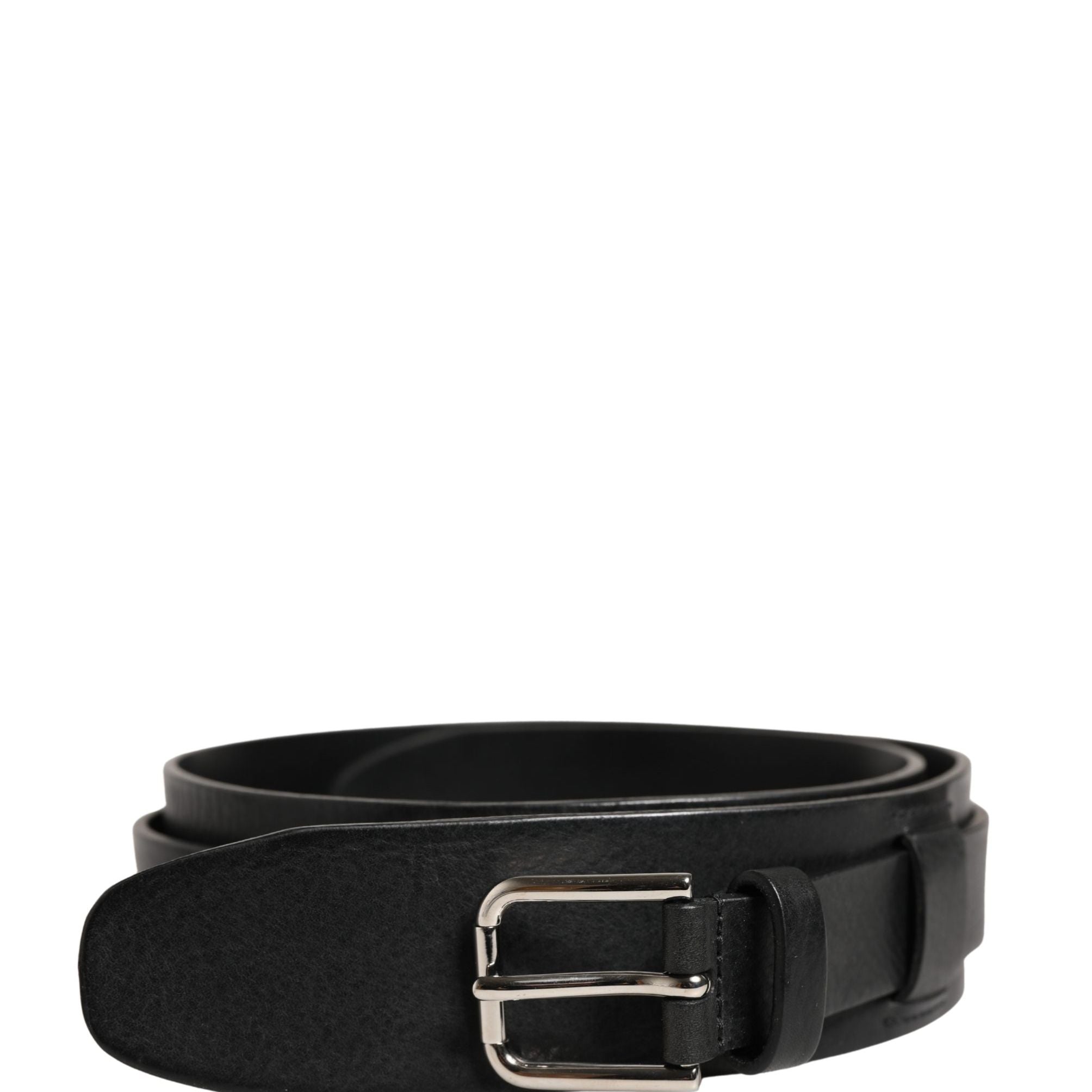 Dolce & Gabbana Men Black Classic Leather Metal Buckle Belt