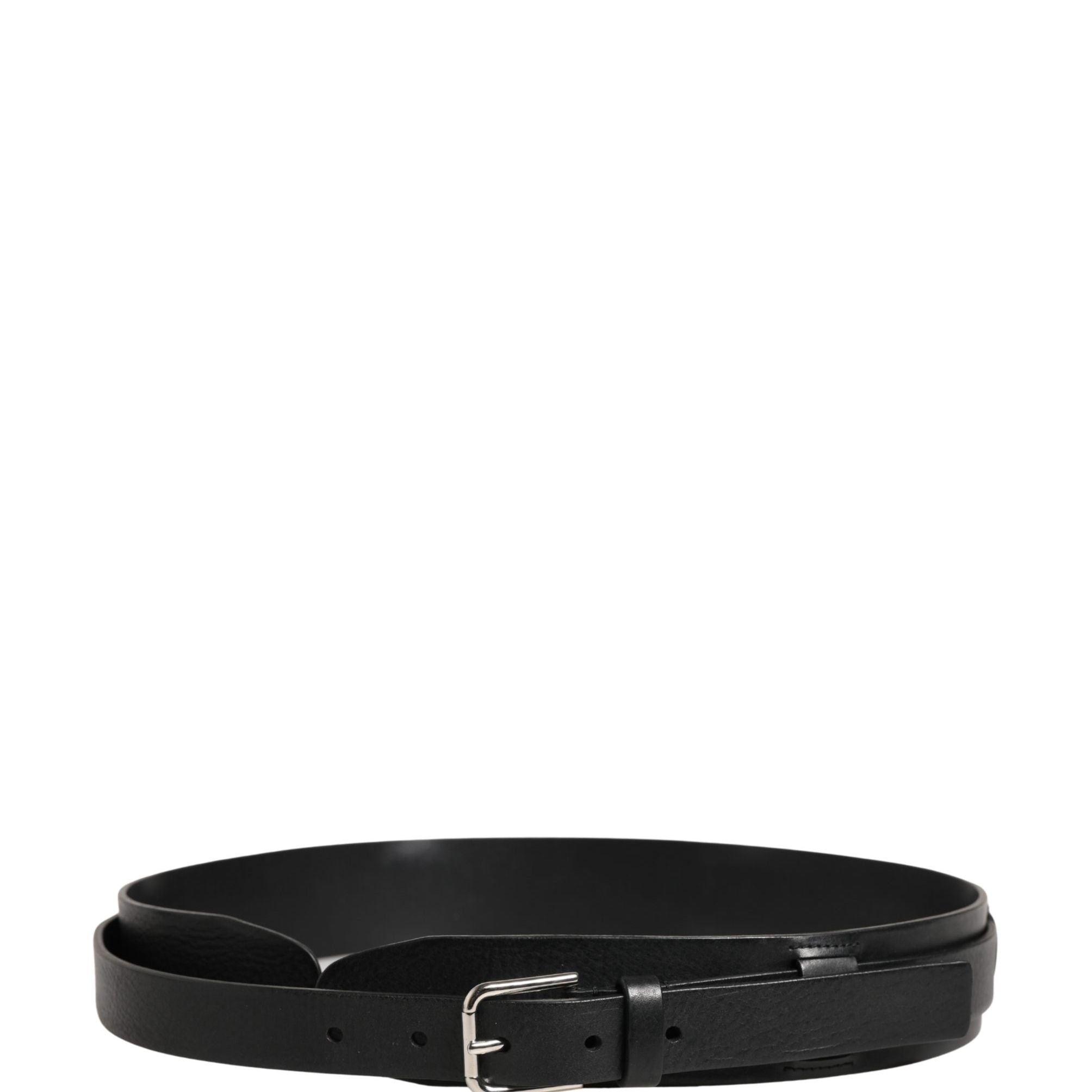 Dolce & Gabbana Men Black Classic Leather Metal Buckle Belt