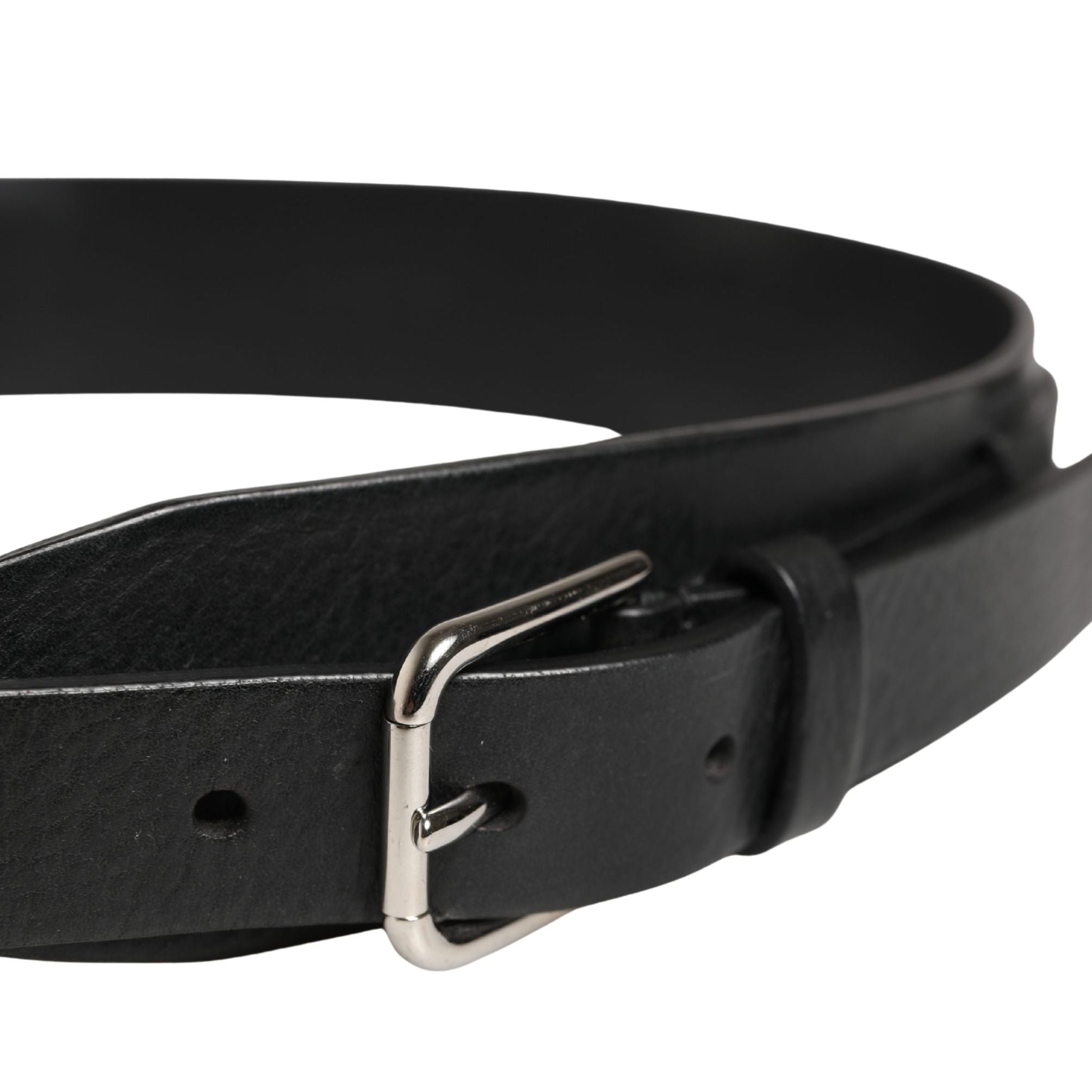 Dolce & Gabbana Men Black Classic Leather Metal Buckle Belt