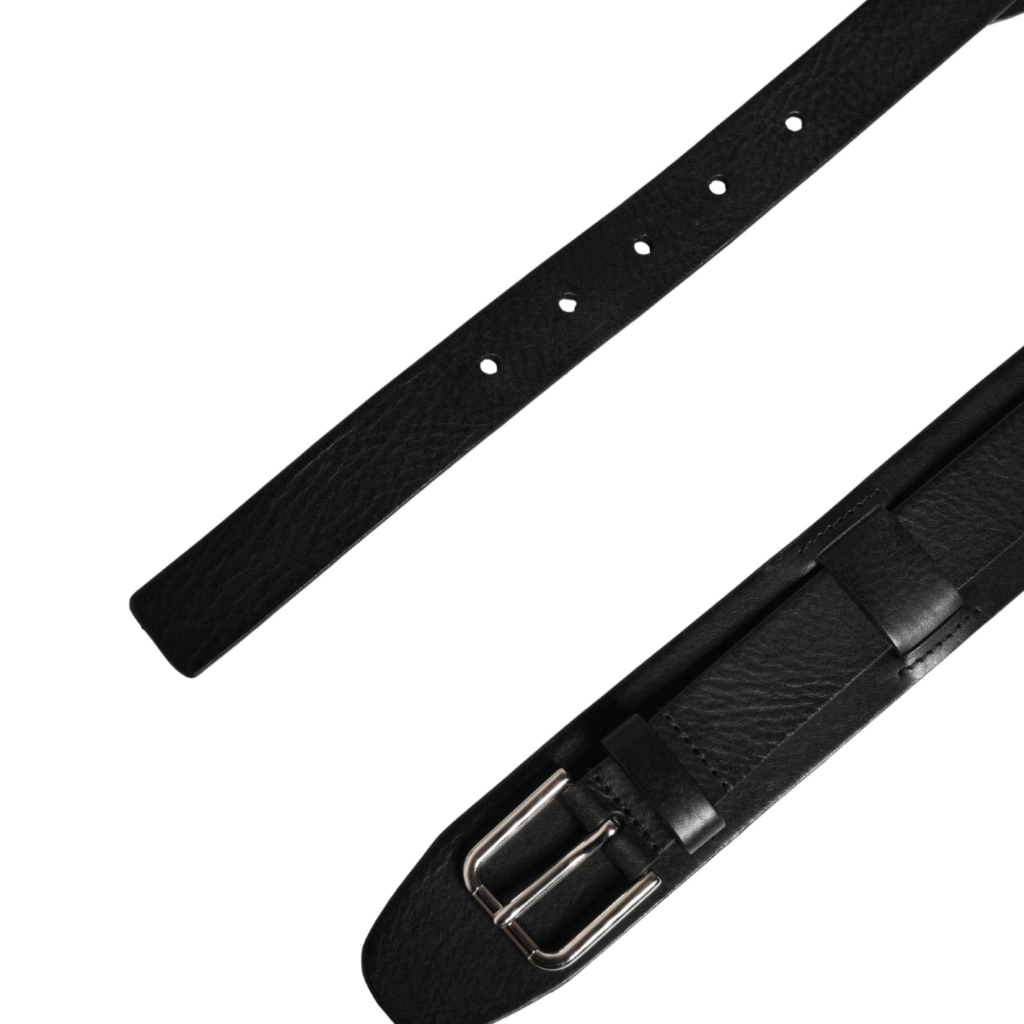 Dolce & Gabbana Men Black Classic Leather Metal Buckle Belt