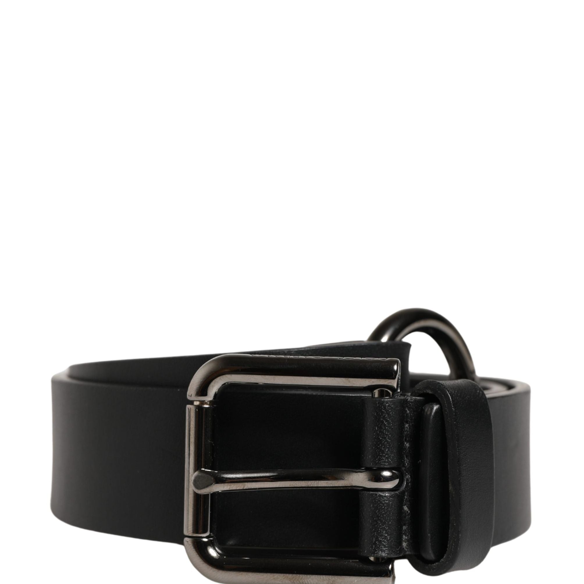 Dolce & Gabbana Men Black Calfskin Leather Metal Buckle Belt