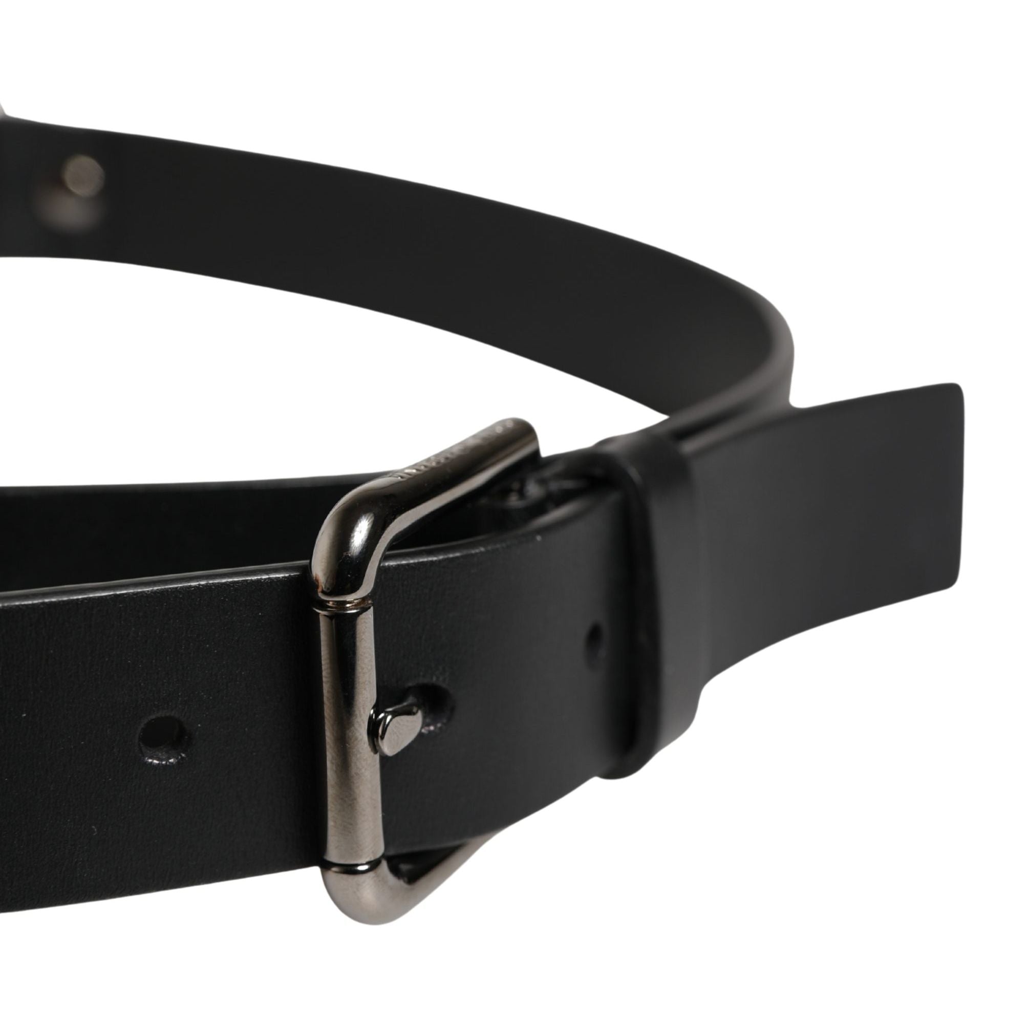 Dolce & Gabbana Men Black Calfskin Leather Metal Buckle Belt