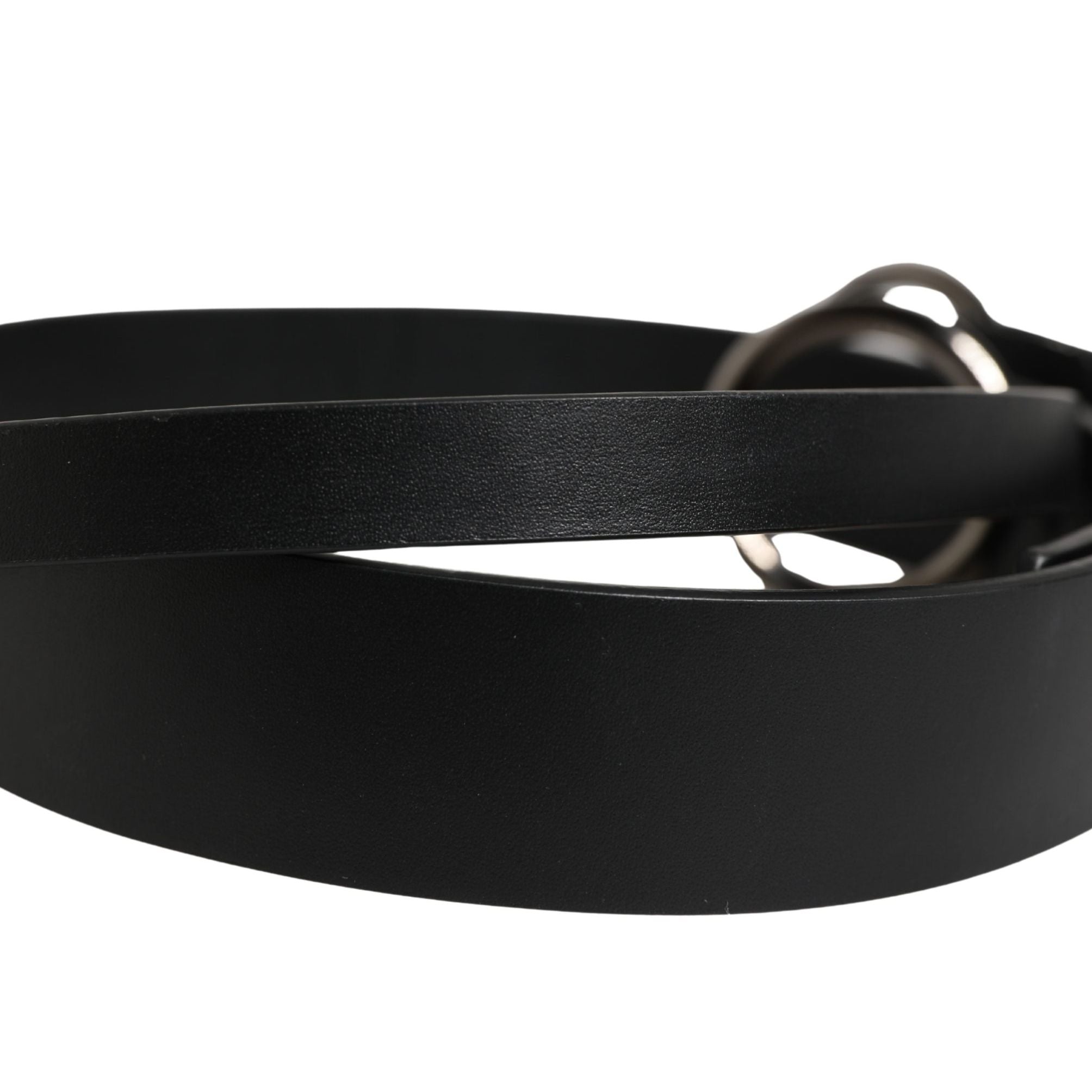 Dolce & Gabbana Men Black Calfskin Leather Metal Buckle Belt