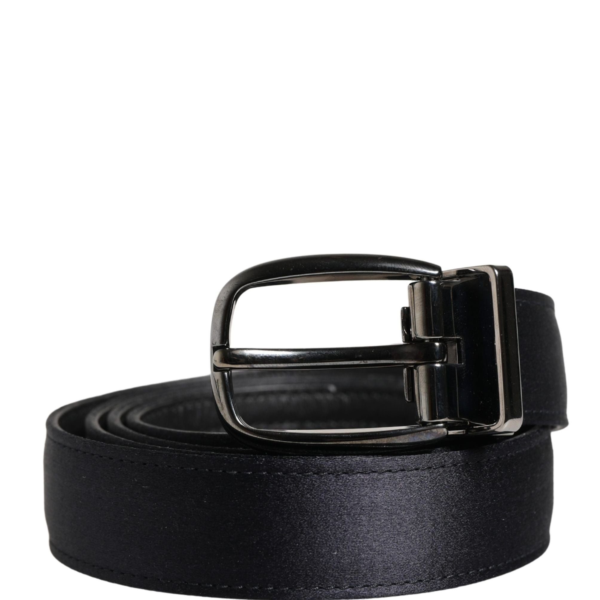 Dolce & Gabbana Men Black Classic Viscose Metal Buckle Belt